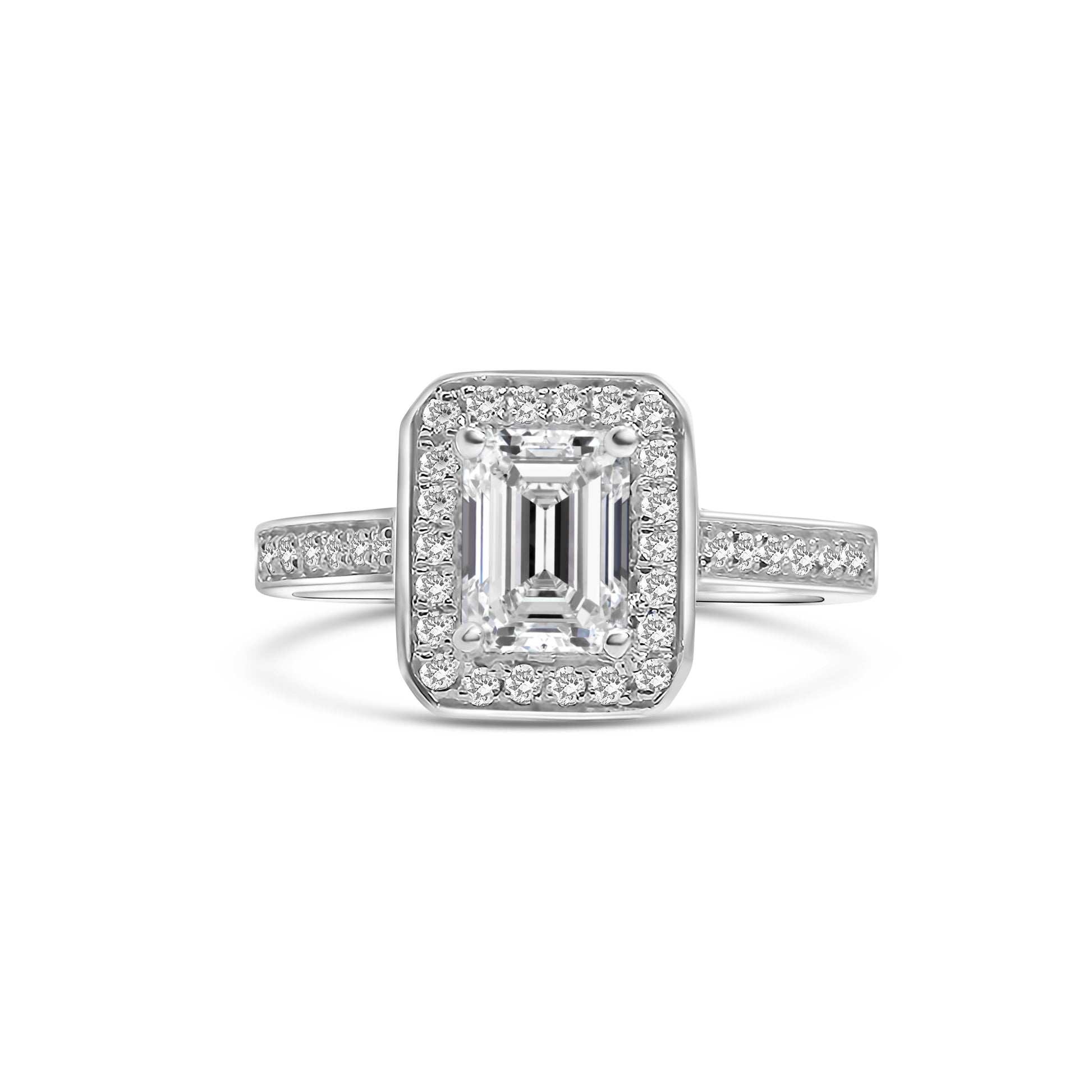 18kt Emerald and Brilliant Cut Diamond Engagement Ring