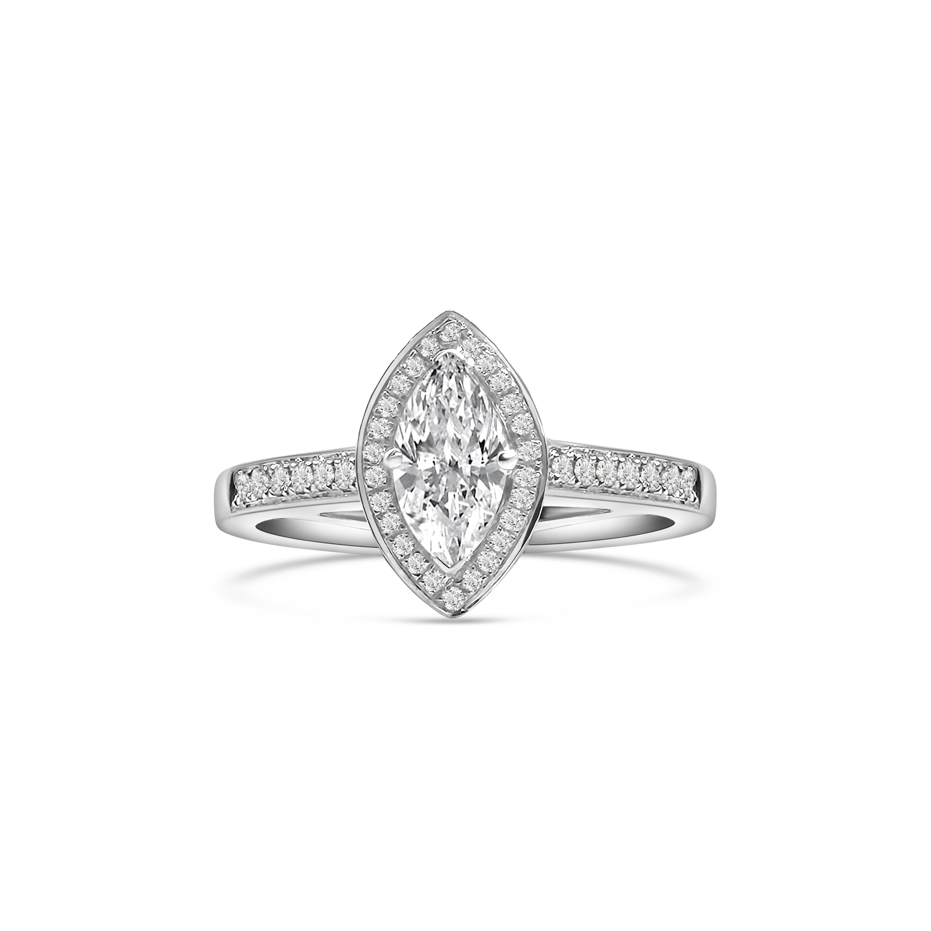 Platinum Marquise and Brilliant Cut Diamond Engagement Ring