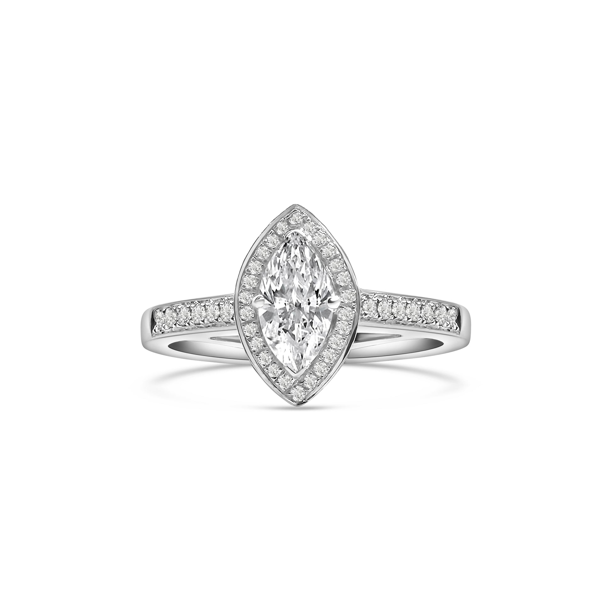 Platinum Marquise and Brilliant Cut Diamond Engagement Ring