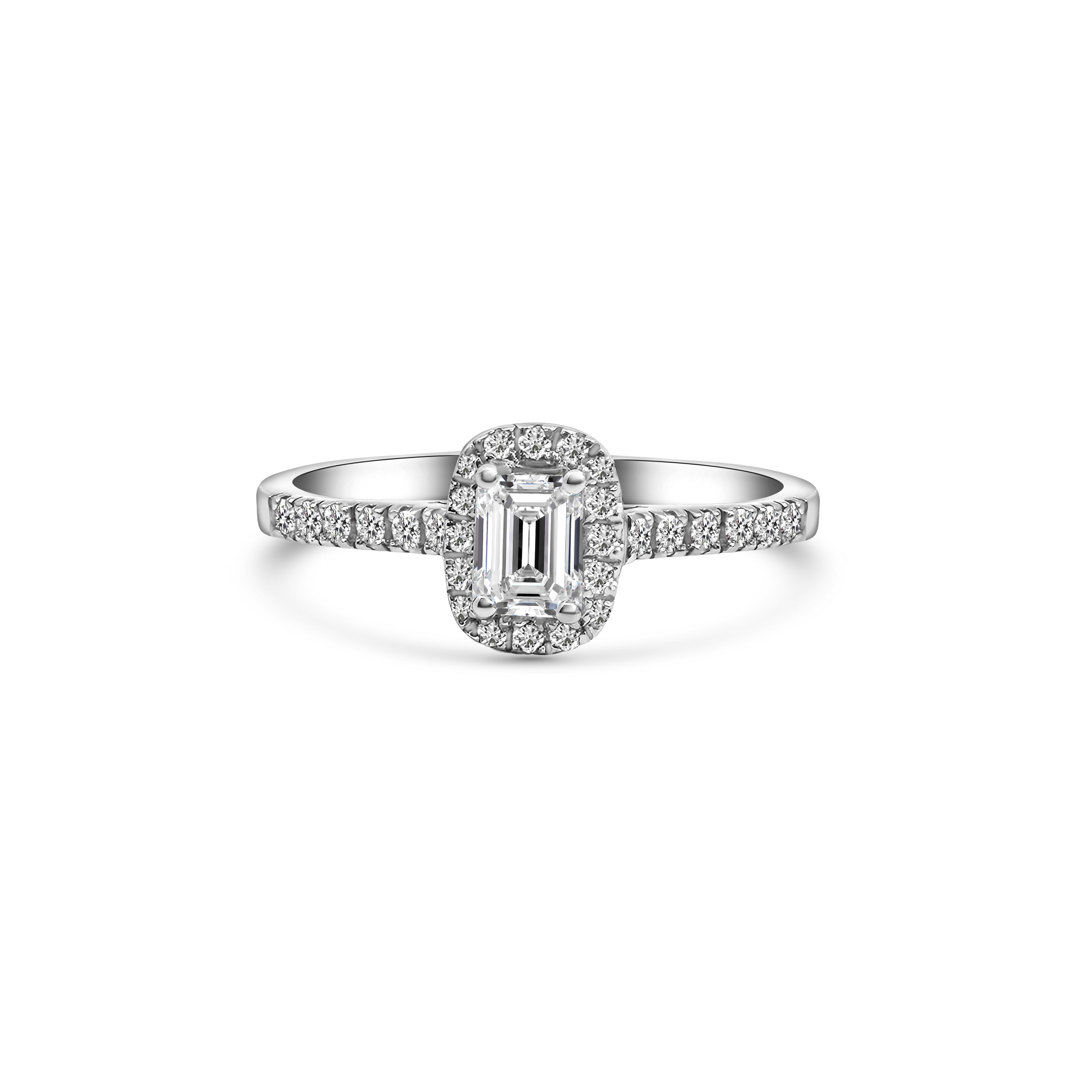 18kt Emerald and Brilliant Cut Diamond Engagement Ring