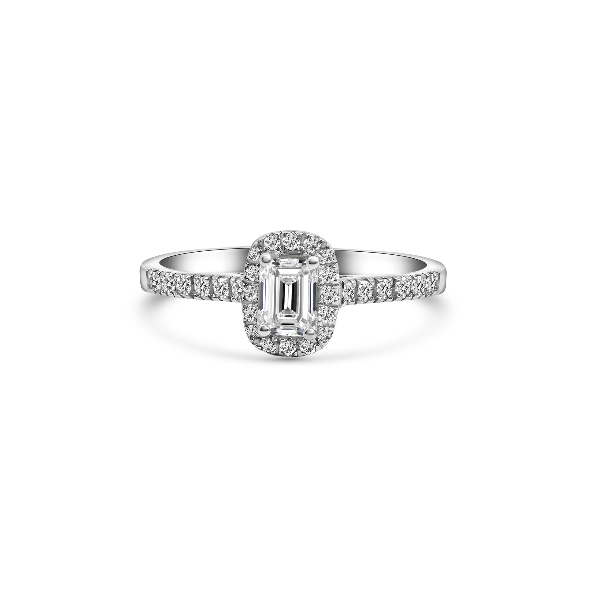 18kt Emerald and Brilliant Cut Diamond Engagement Ring