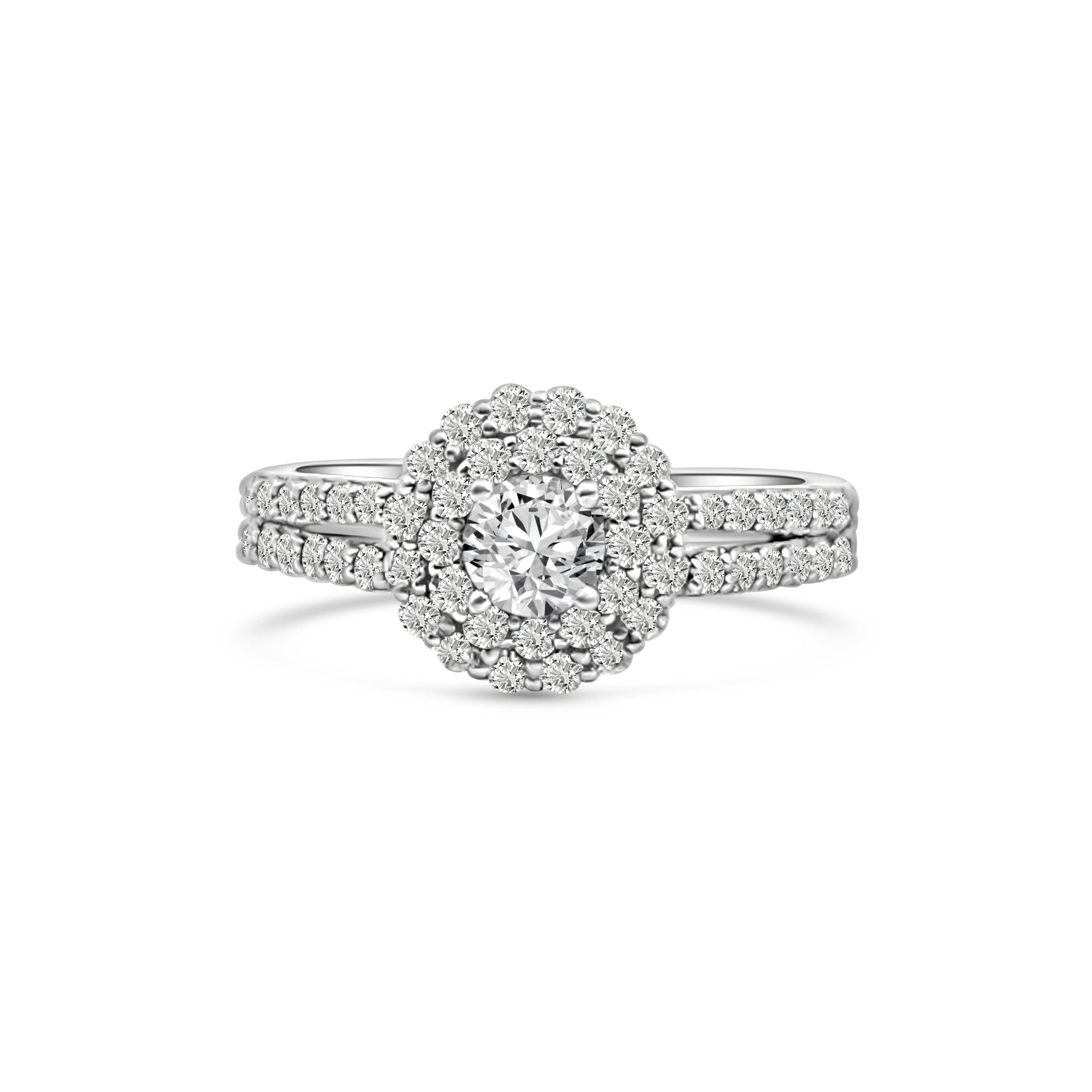 18kt Double Halo Diamond Engagement Ring