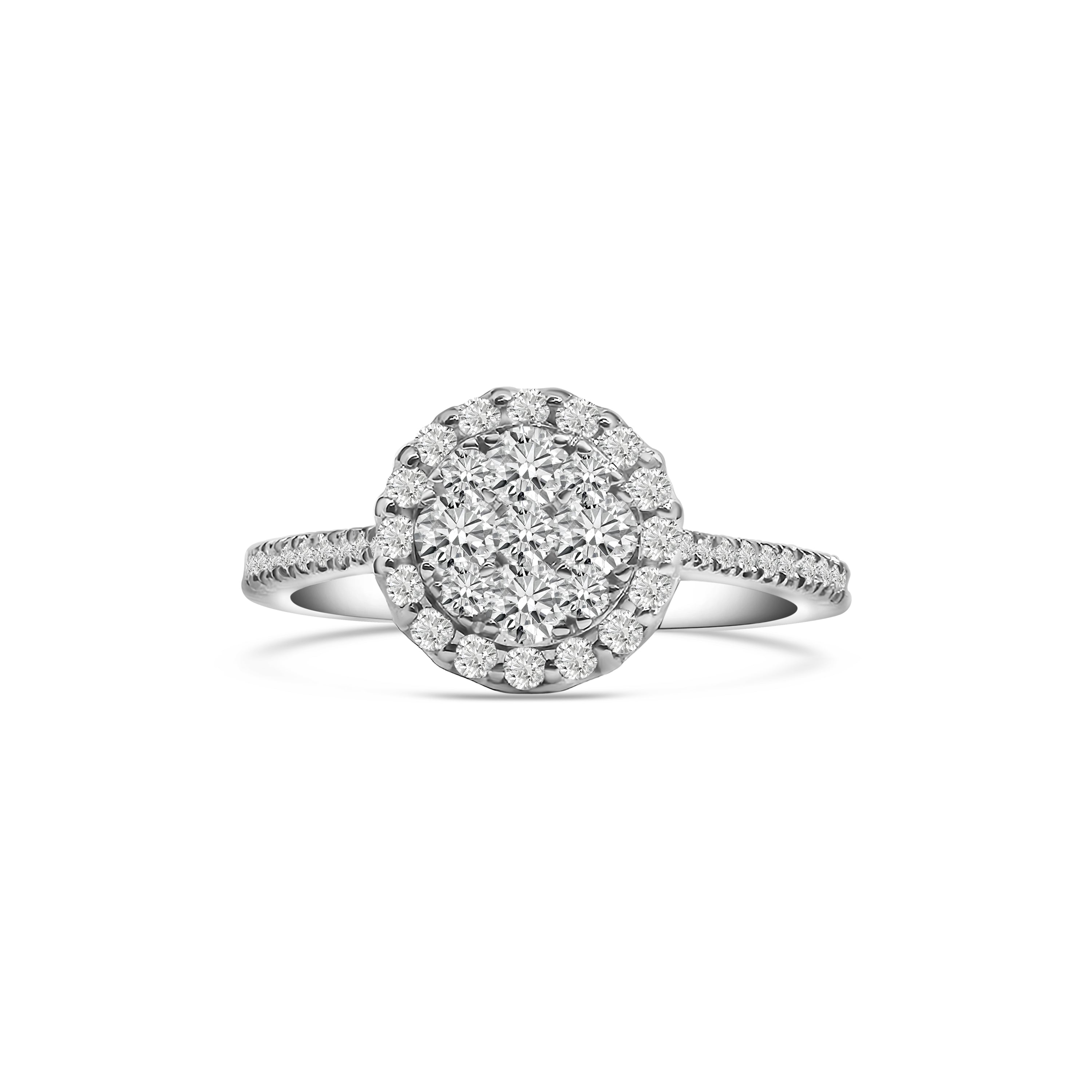 18kt Cluster Diamond Engagement Ring