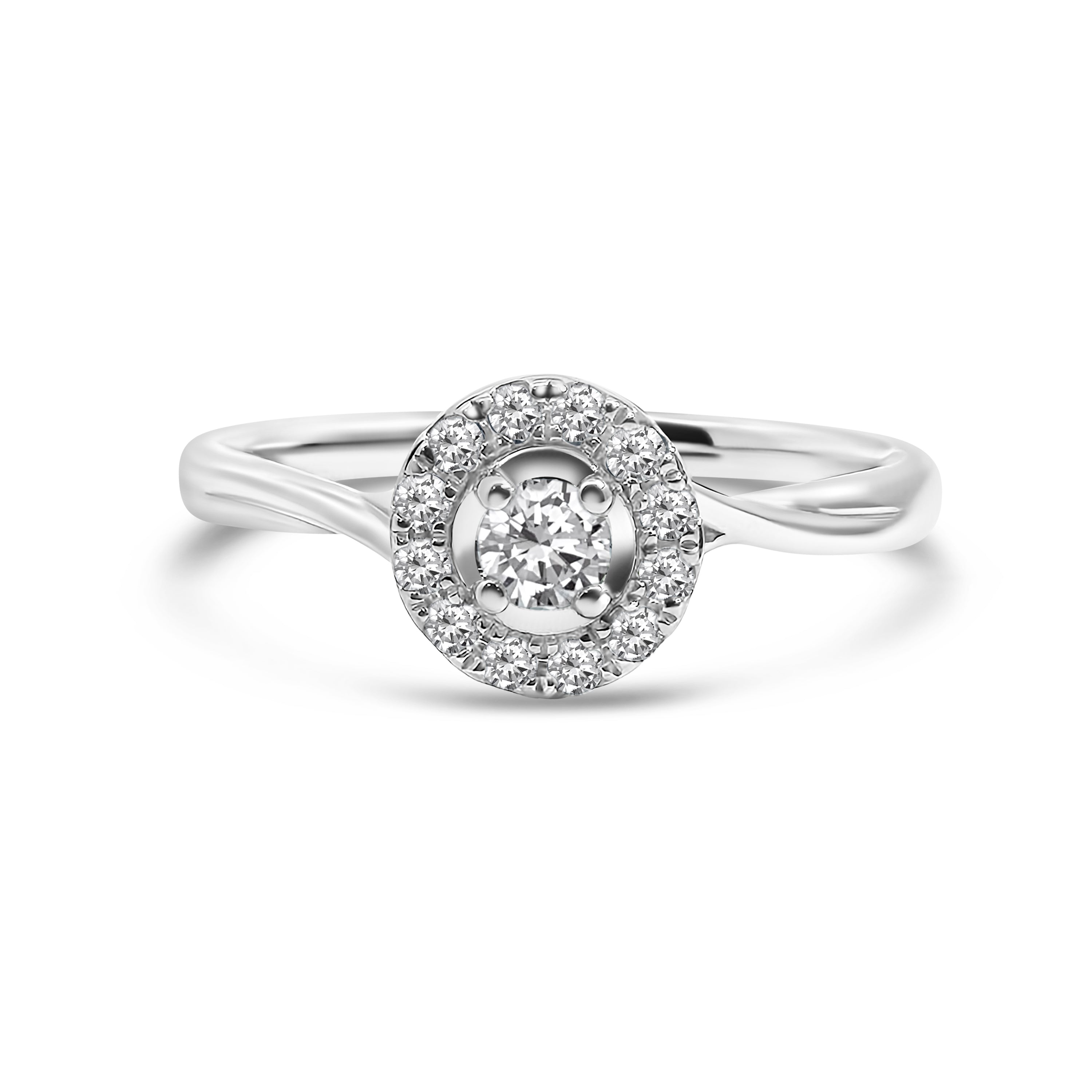 9kt White Gold Diamond Halo Engagement Ring