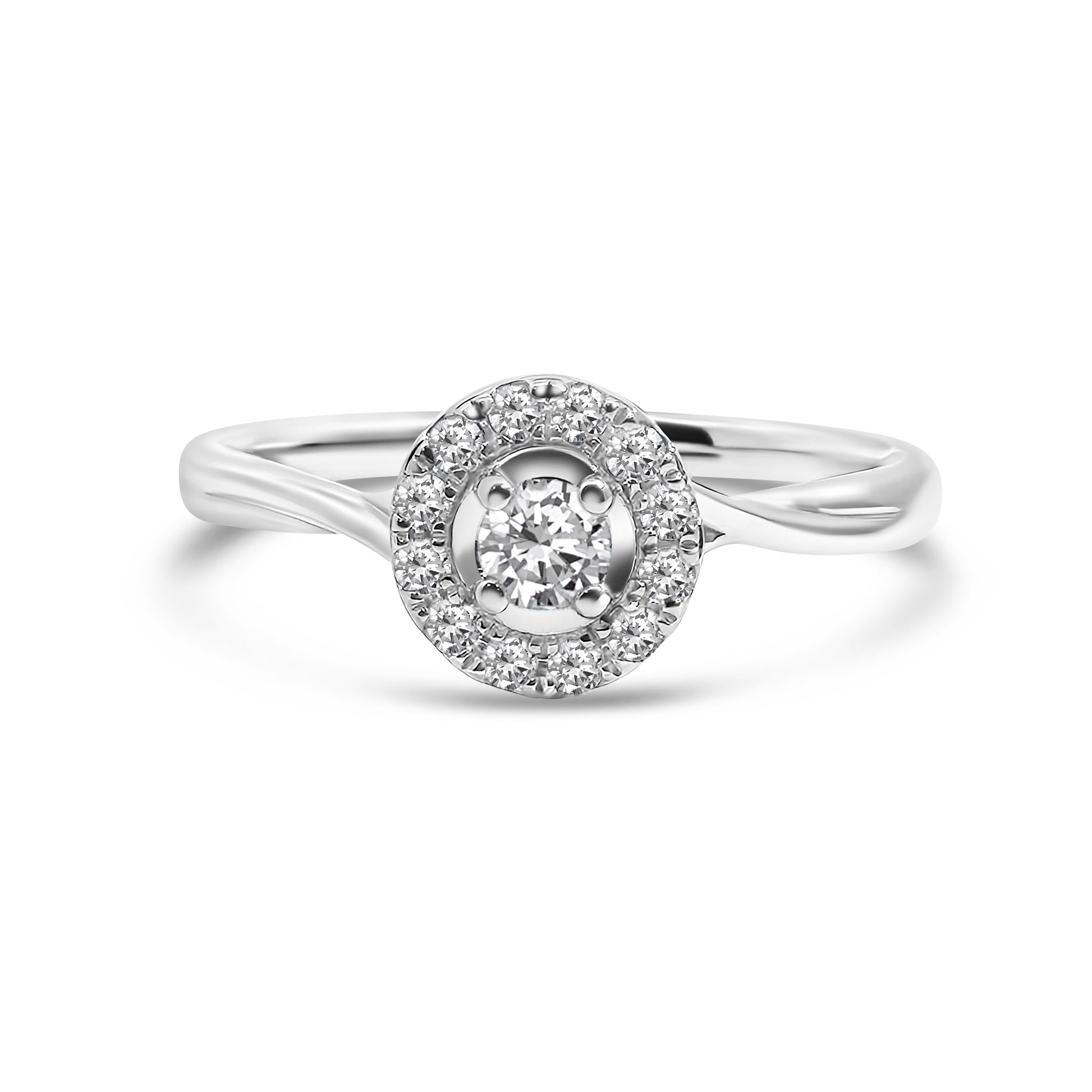 9kt White Gold Diamond Halo Engagement Ring