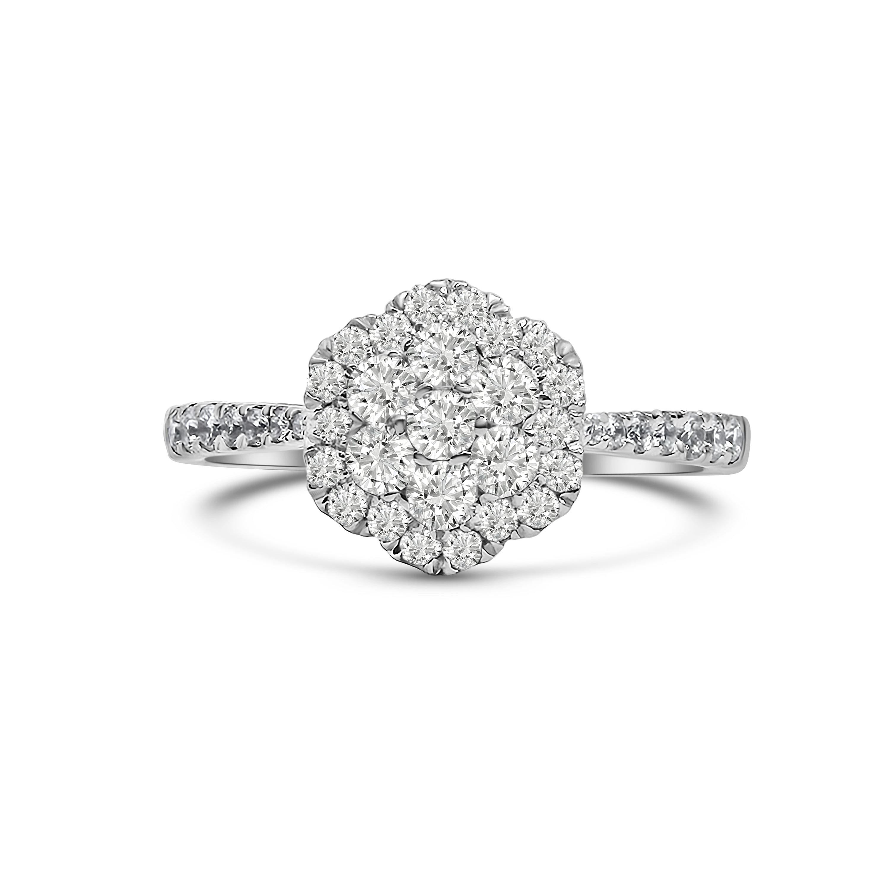 Platinum Vintage Flower Diamond Engagement Ring