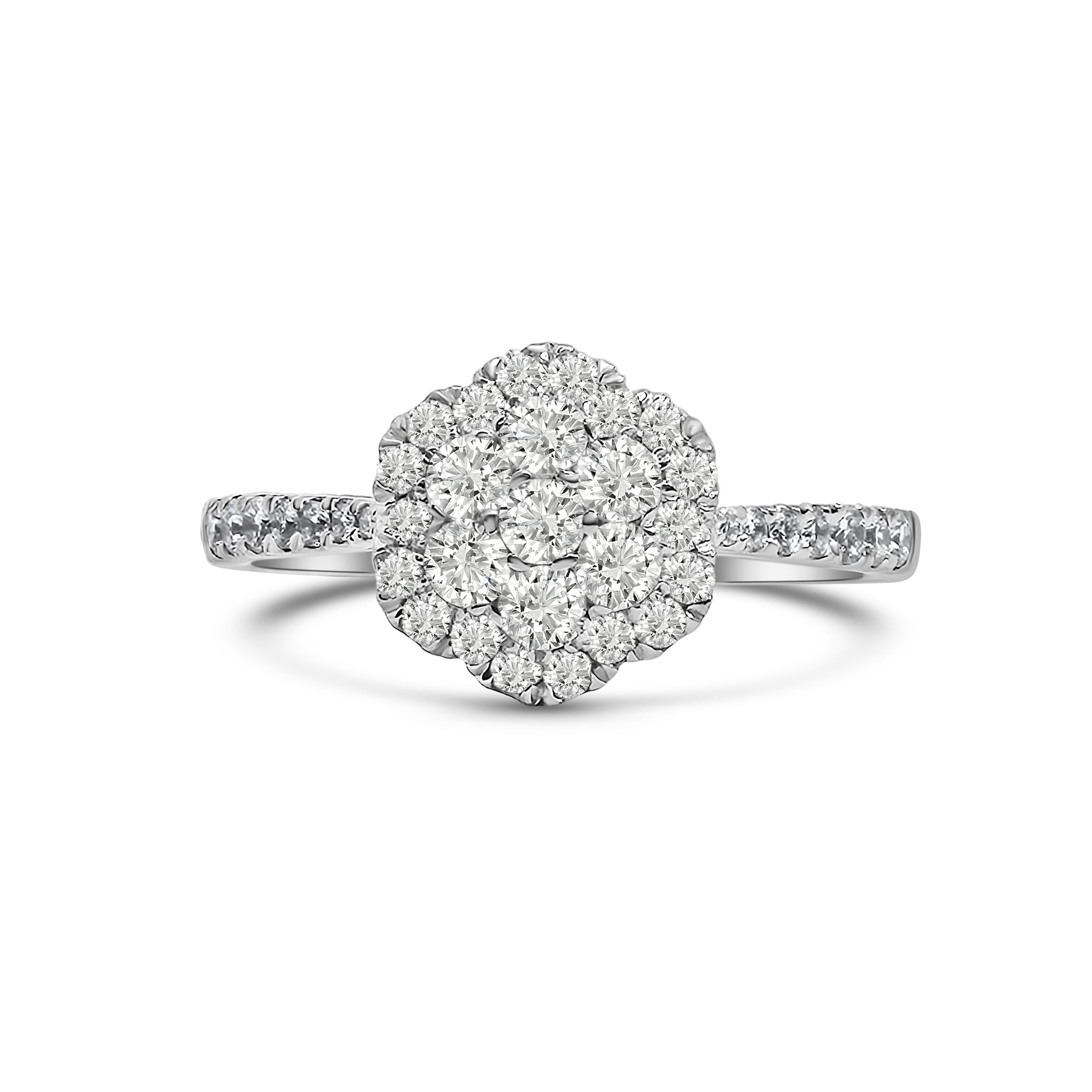 Platinum Vintage Flower Diamond Engagement Ring