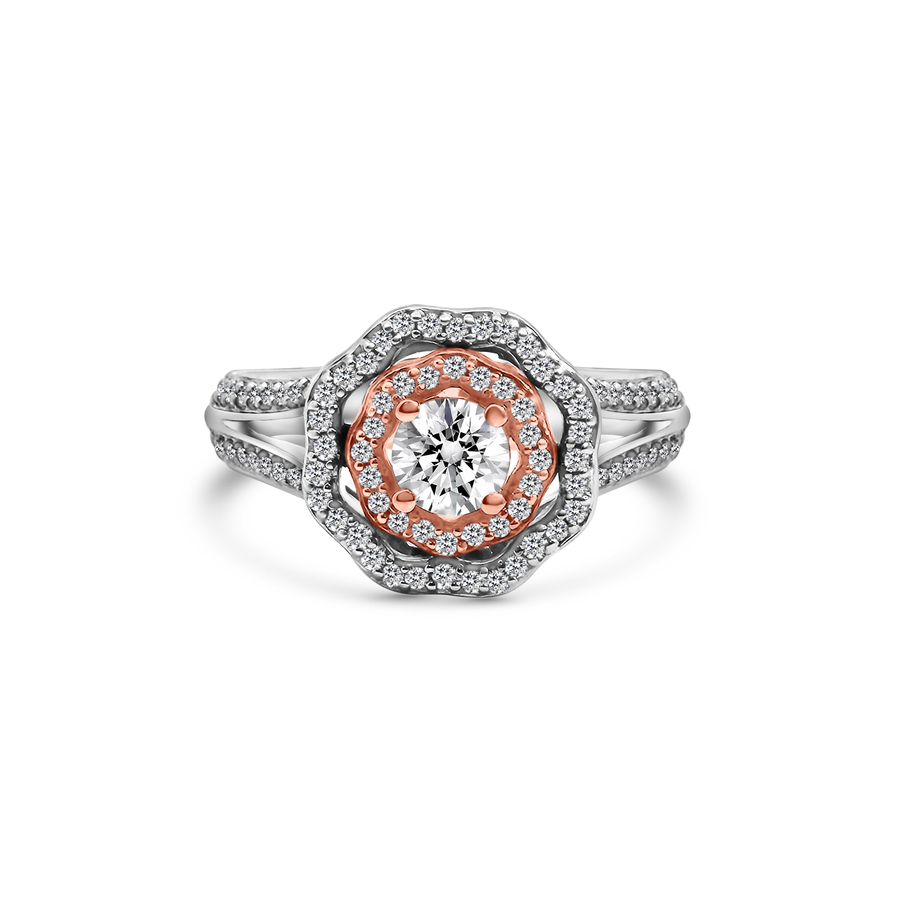 18kt Vintage Double Halo Diamond Engagement Ring