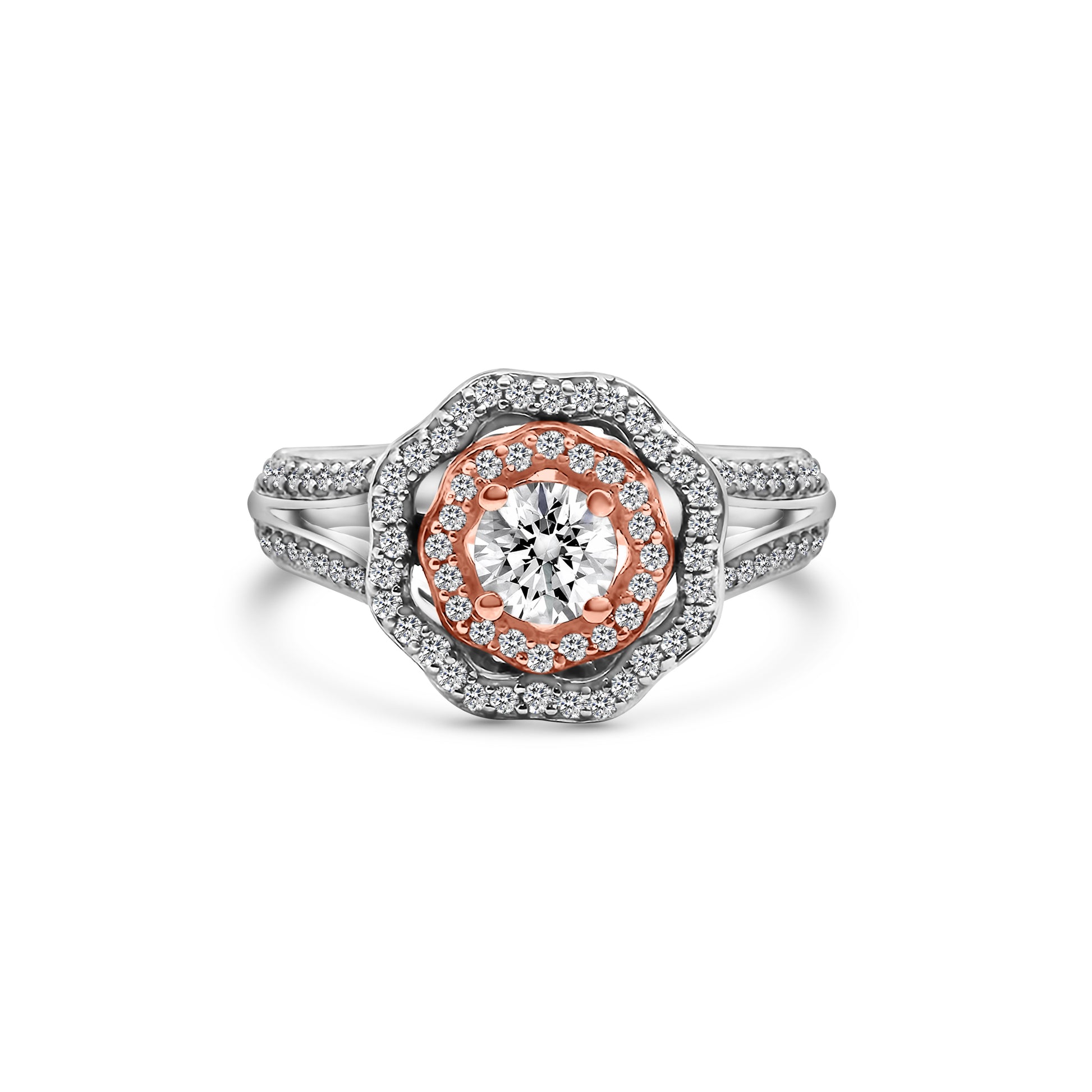 18kt Vintage Double Halo Diamond Engagement Ring