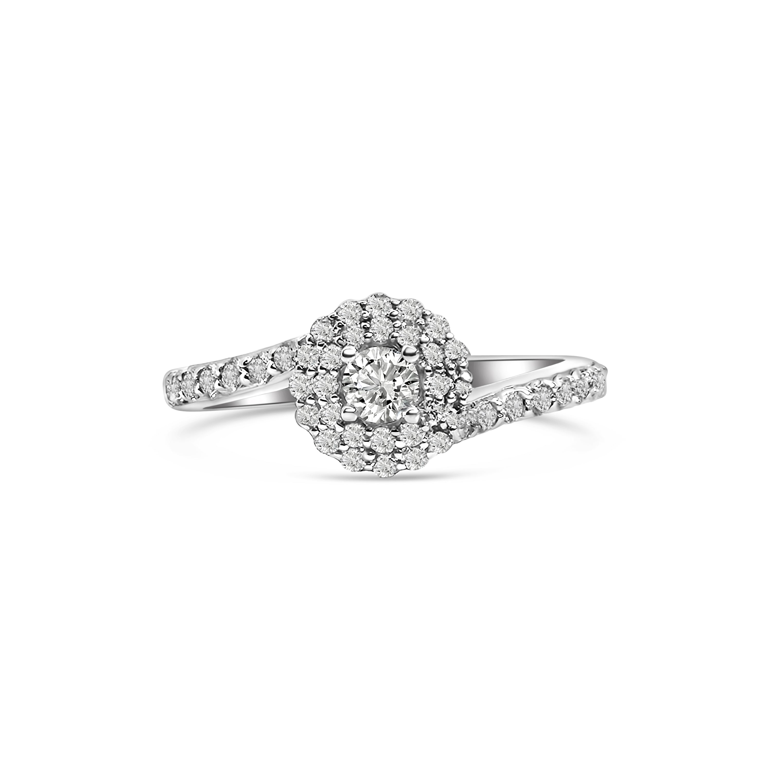 18kt Diamond Halo Twist Engagement Ring
