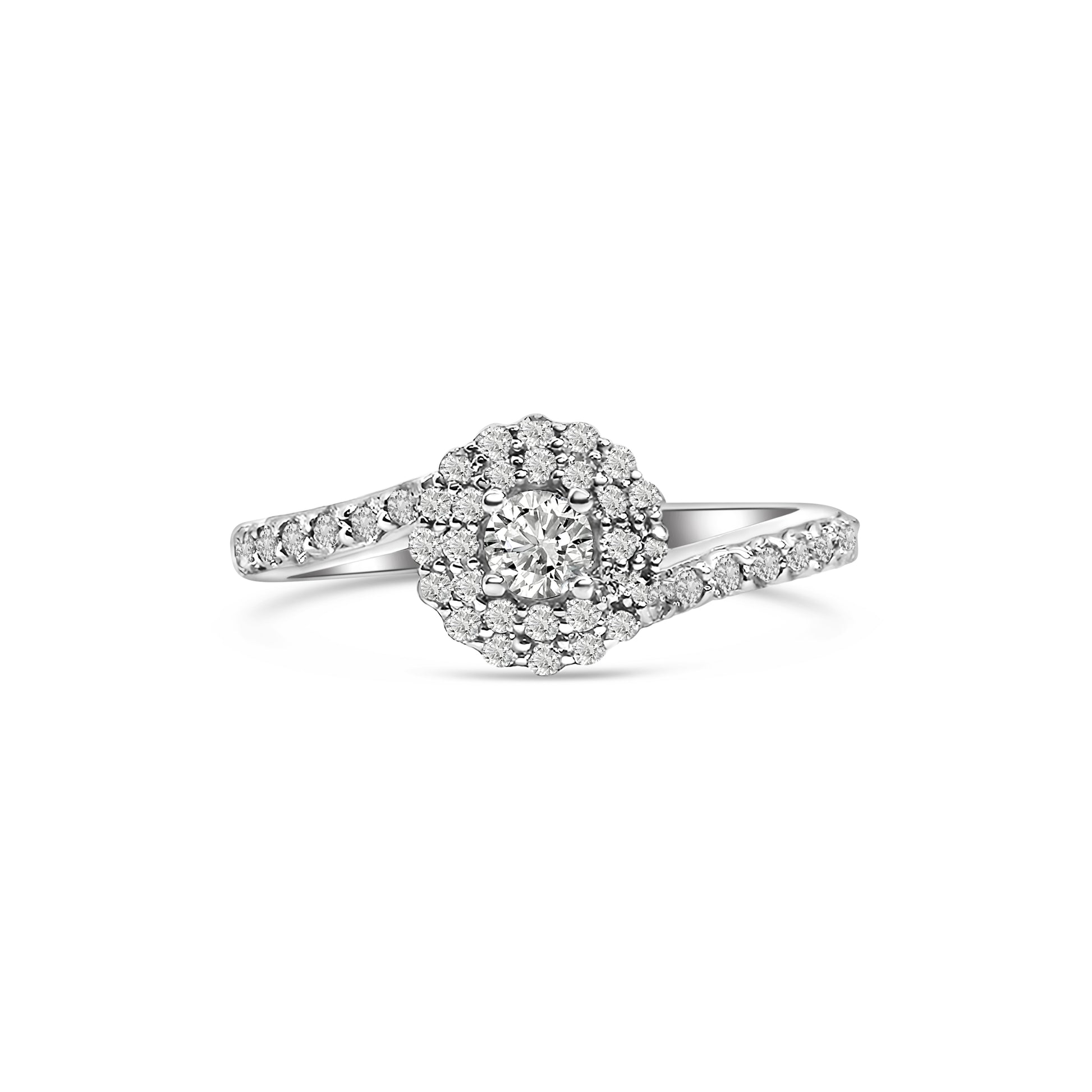 18kt Diamond Halo Twist Engagement Ring
