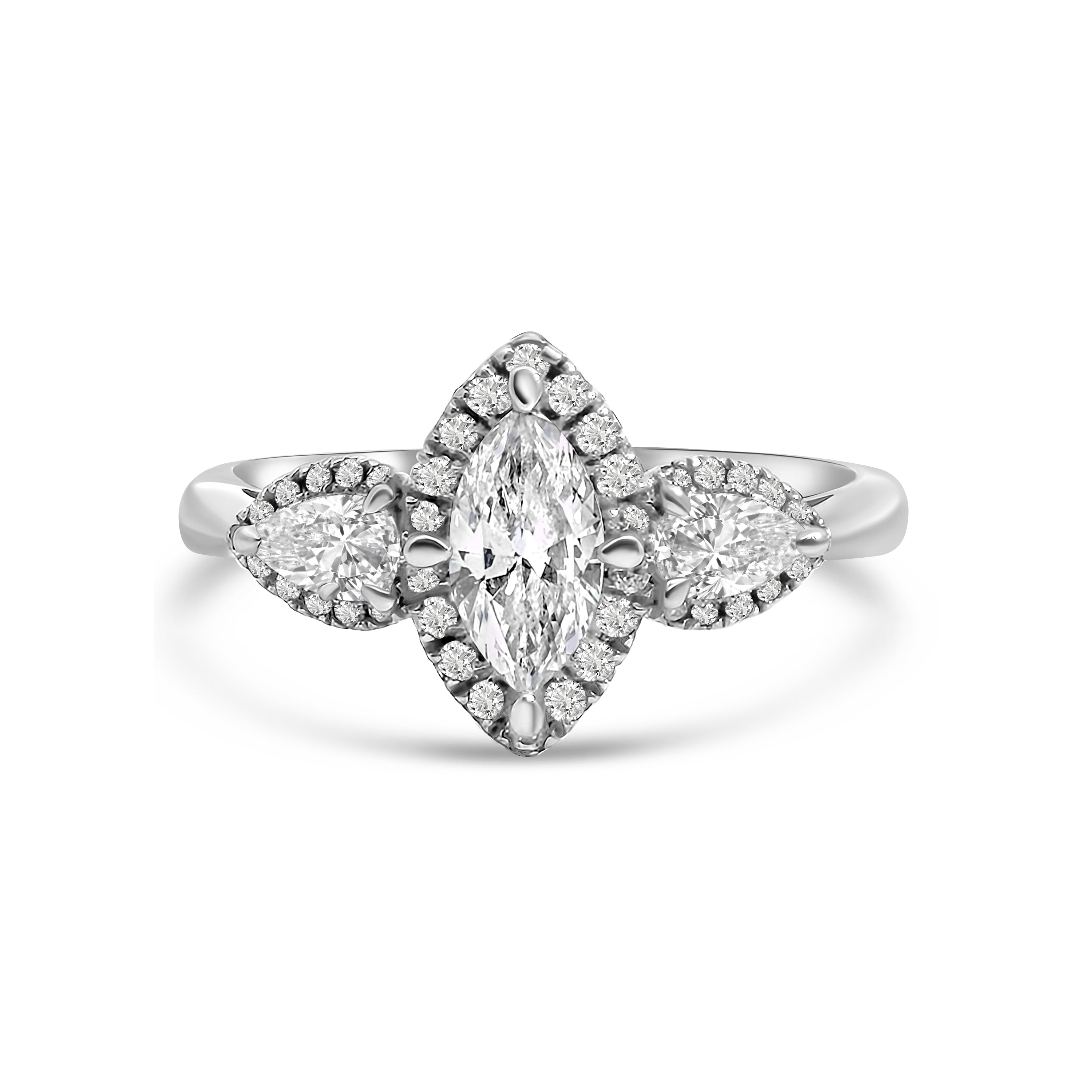 18kt Marquise Triple Halo Diamond Engagement Ring