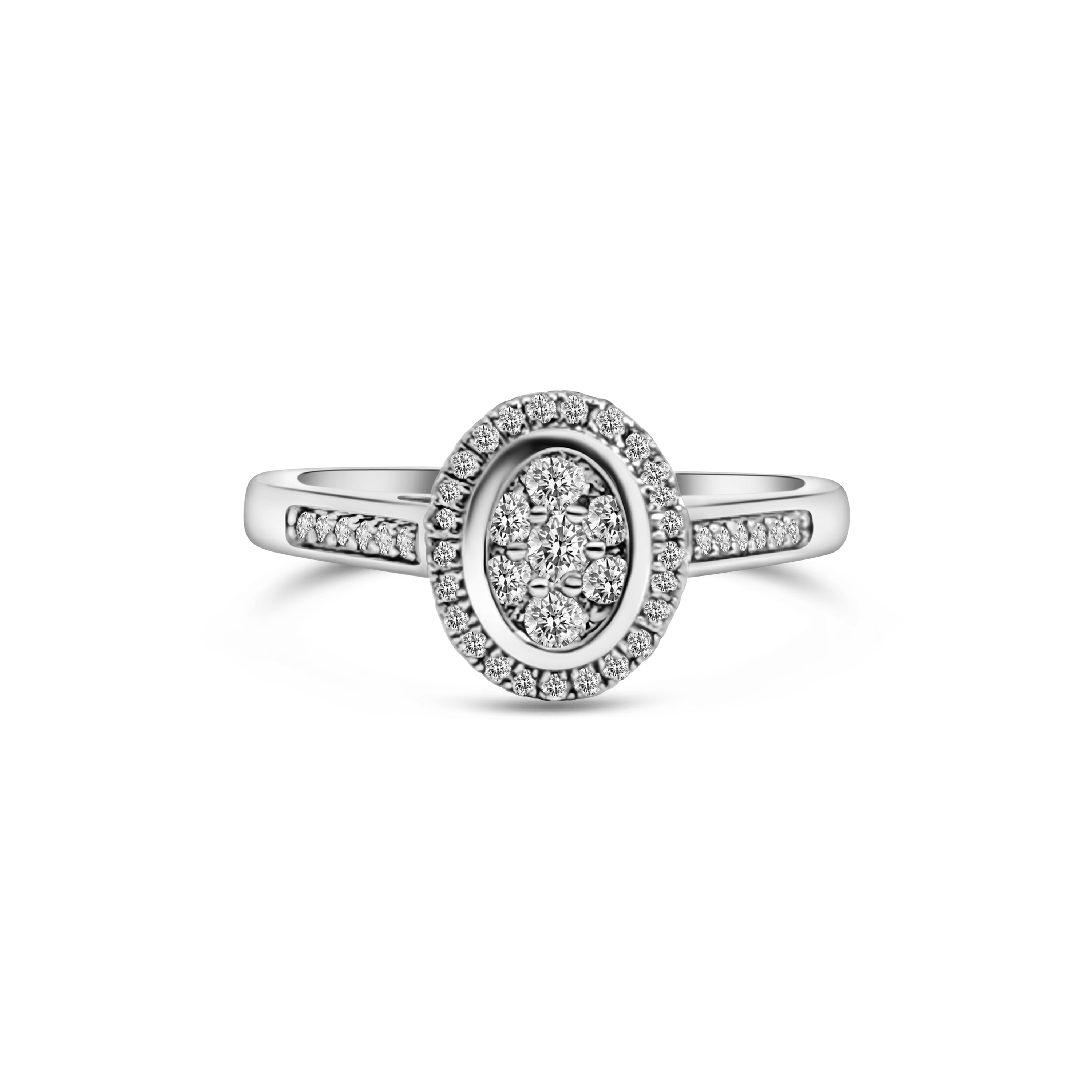 9kt Halo Style Diamond Engagement Ring