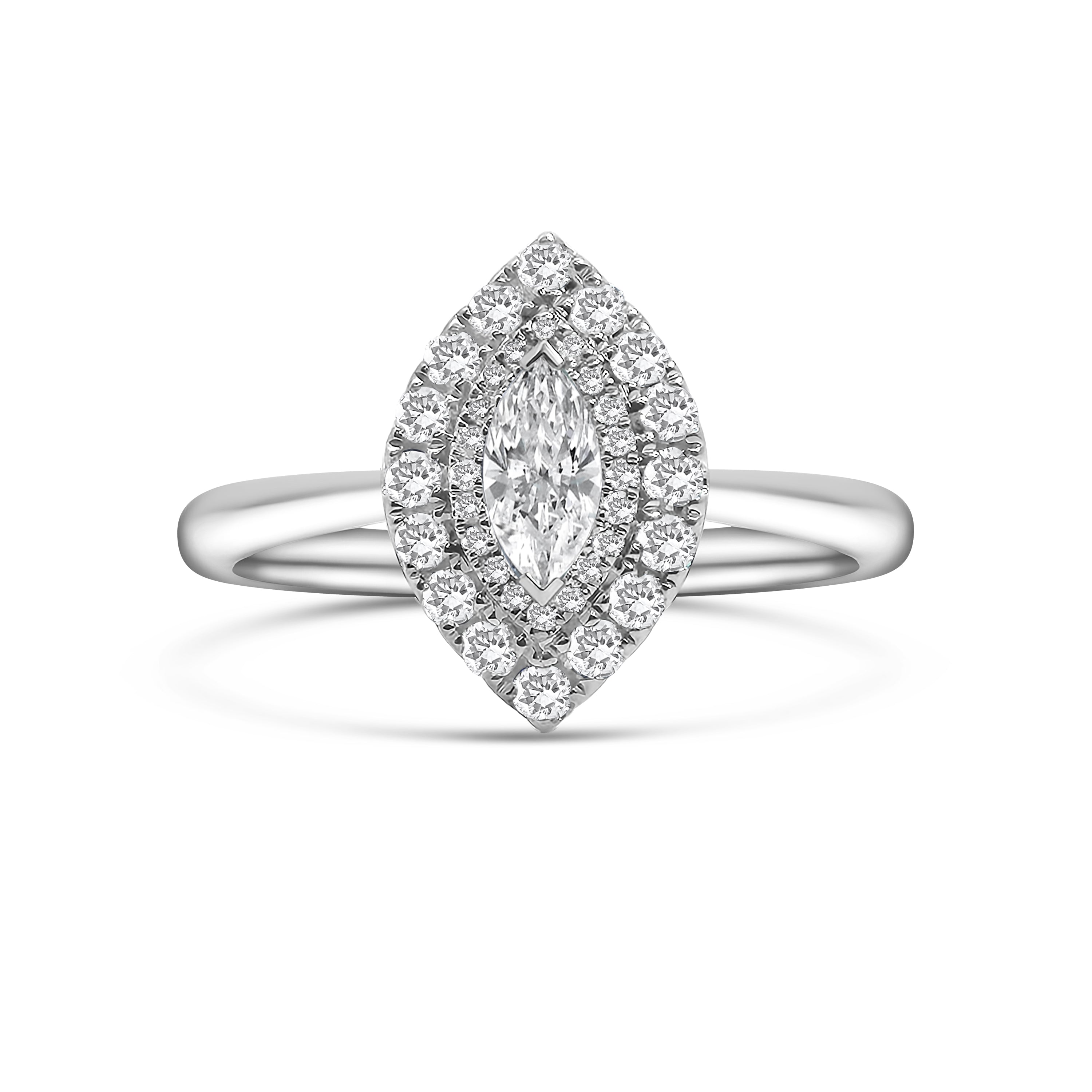 Platinum Marquise and Brilliant Cut Diamond Engagement Ring
