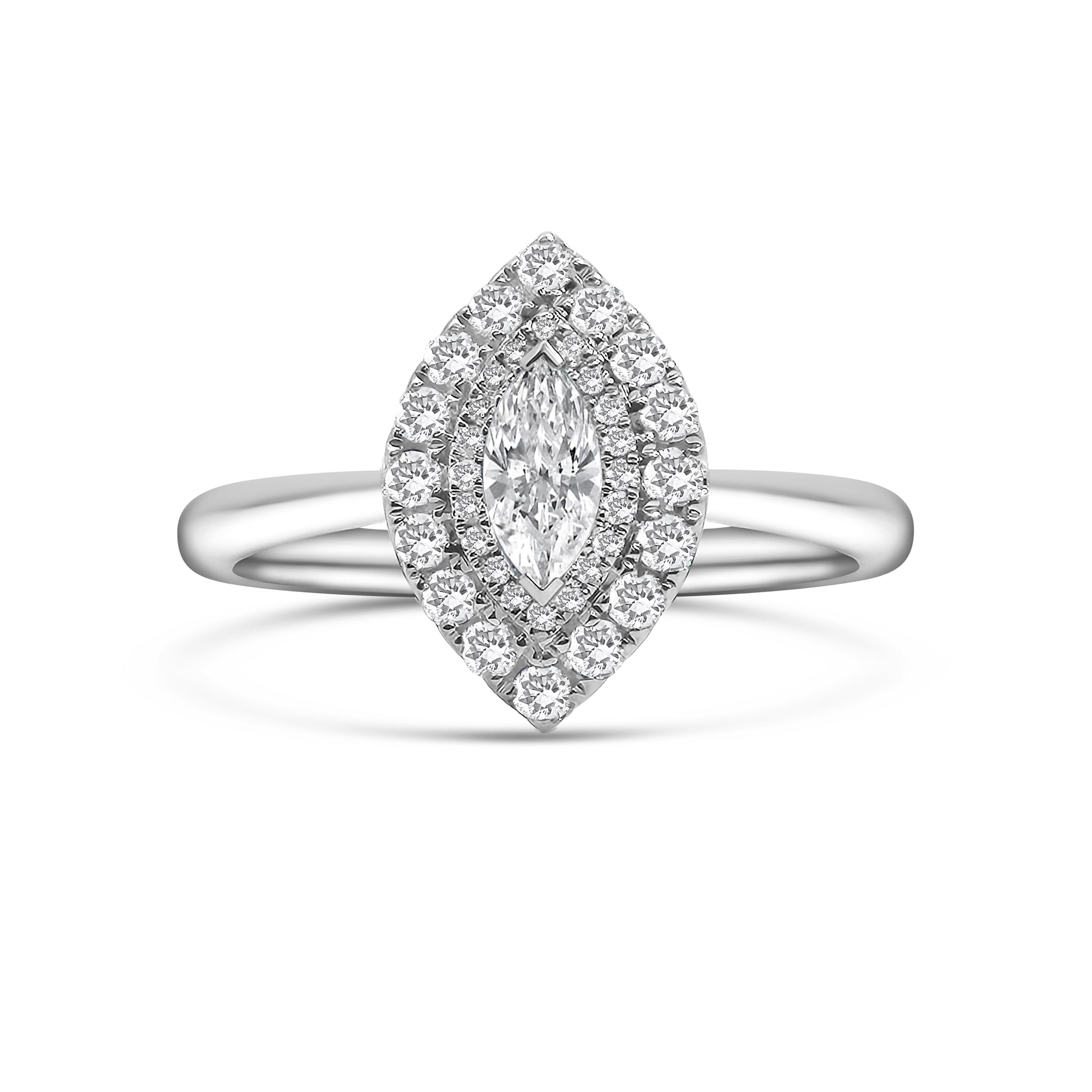 Platinum Marquise and Brilliant Cut Diamond Engagement Ring