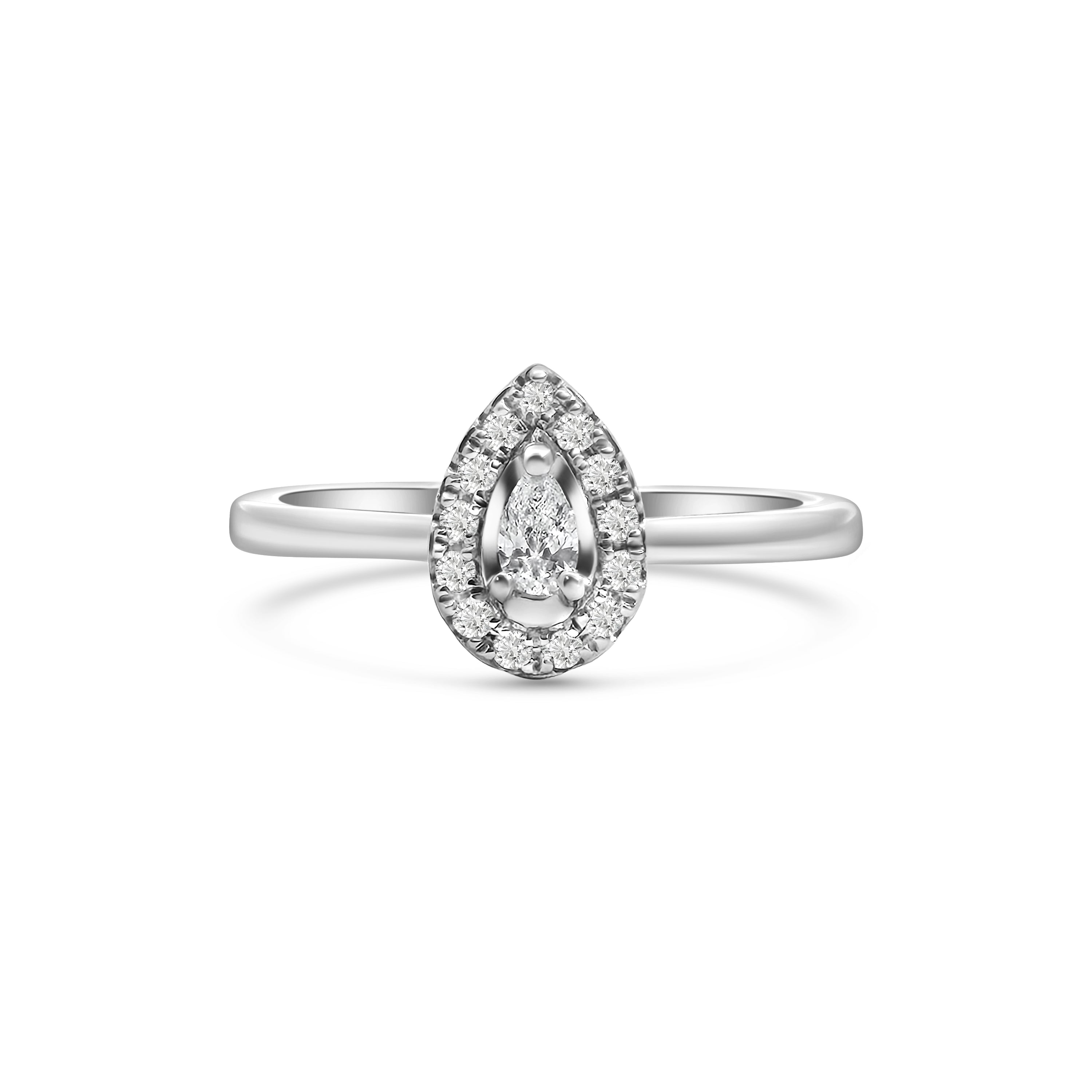 9kt Pear Cut Halo Diamond Engagement Ring