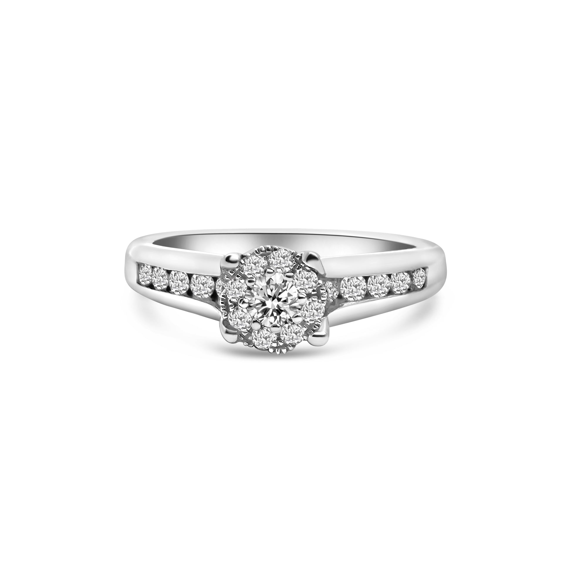 9kt Halo Style Diamond Engagement Ring