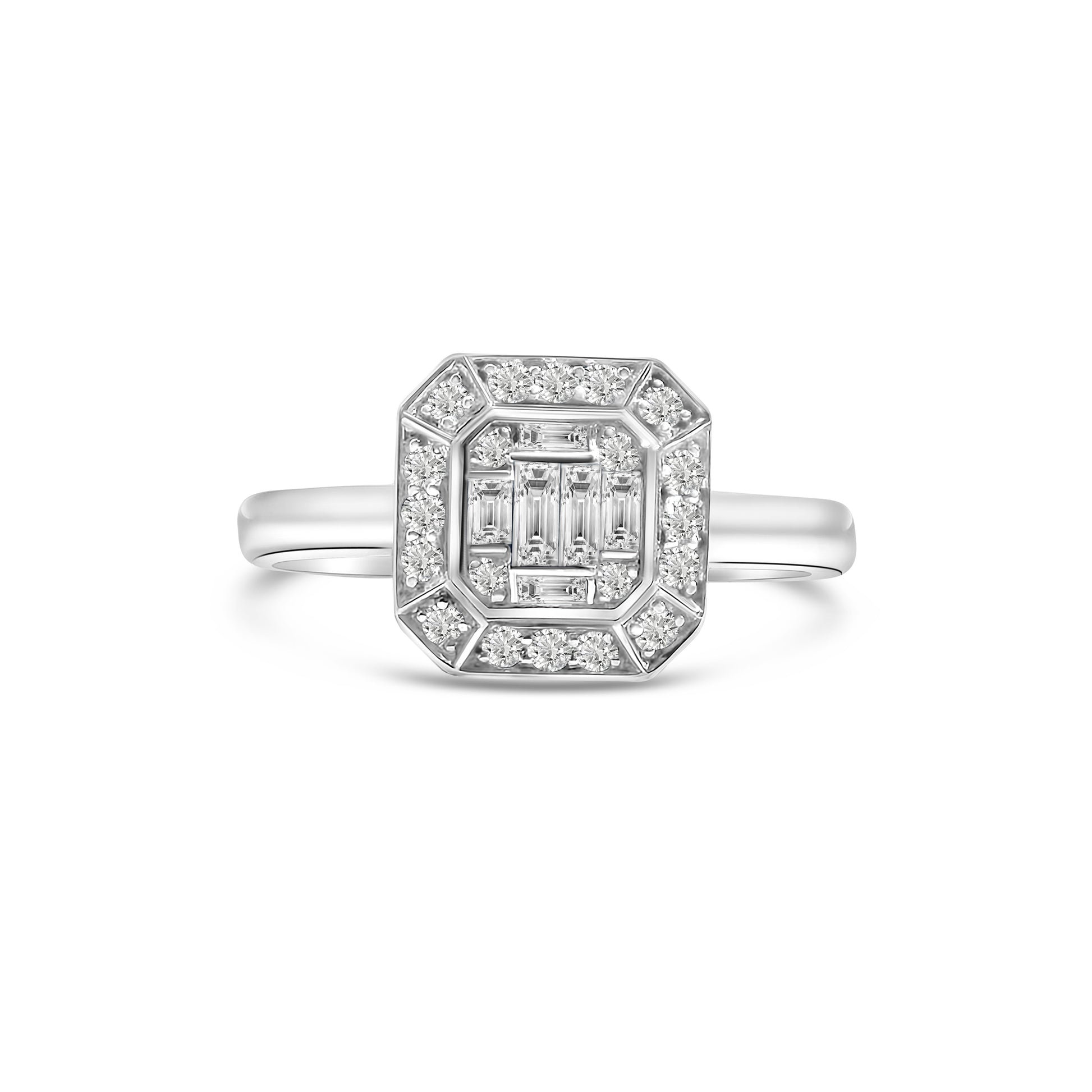 9kt Emerald and Brilliant Cut Diamond Engagement Ring