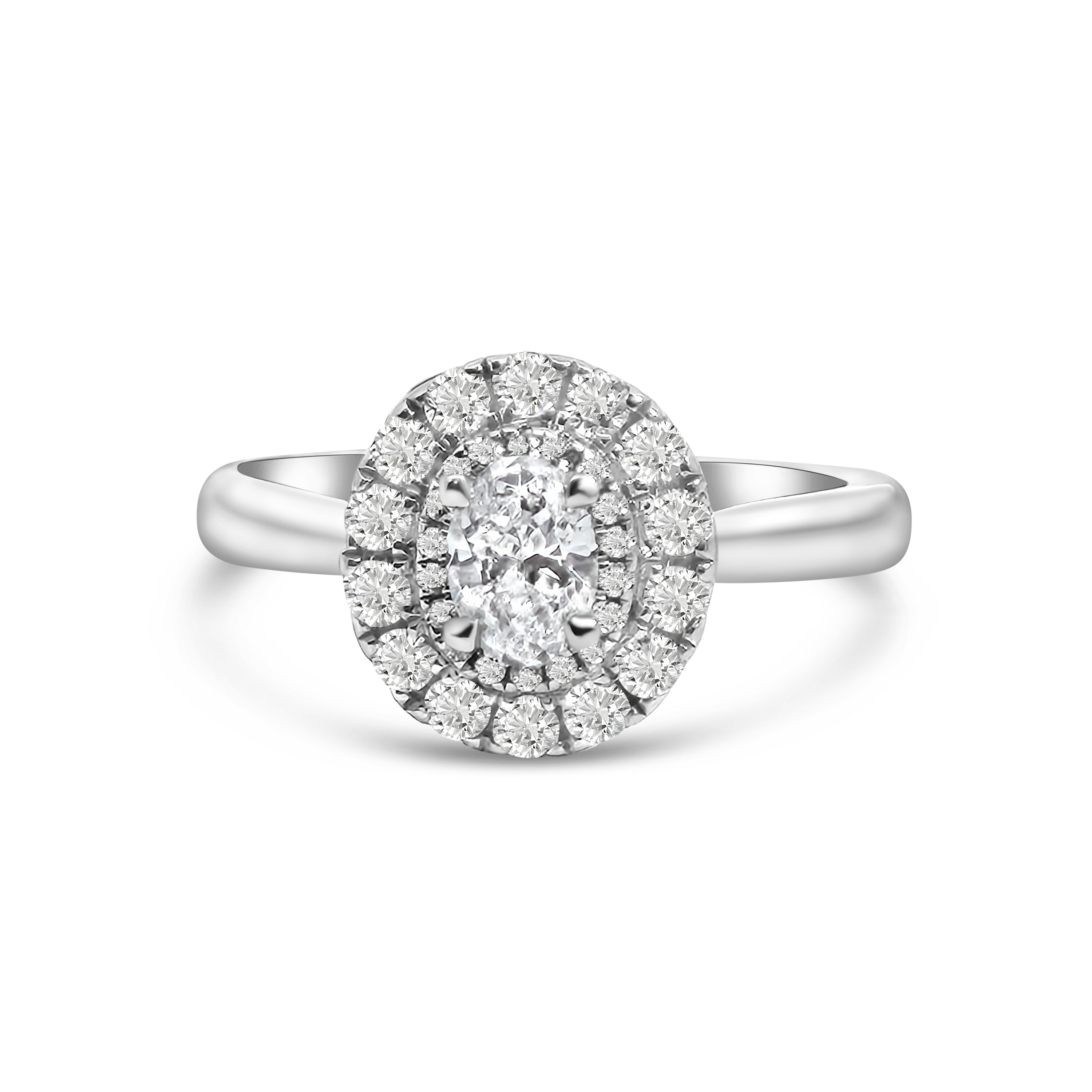 Platinum Oval Halo Diamond Engagement Ring