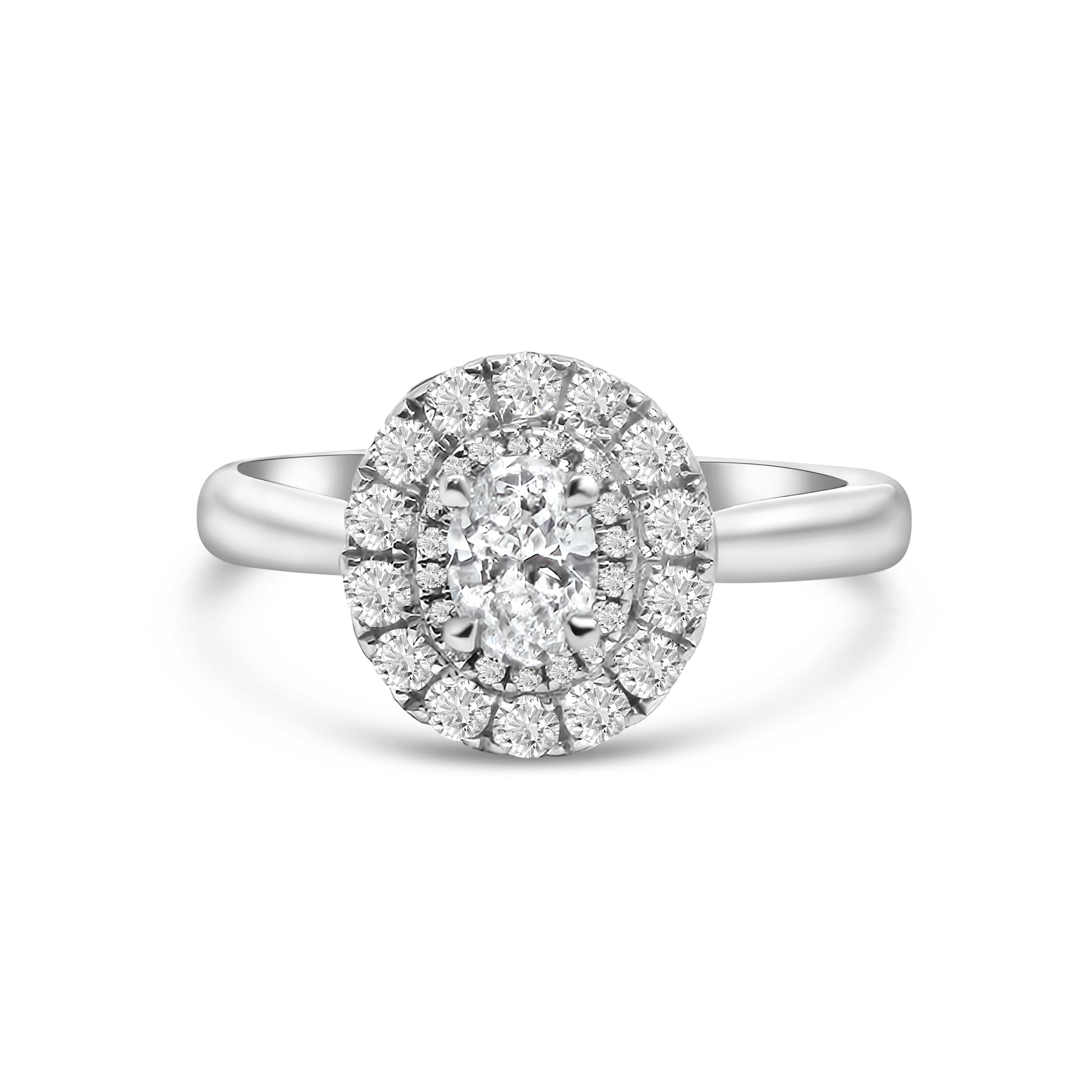 Platinum Oval Halo Diamond Engagement Ring