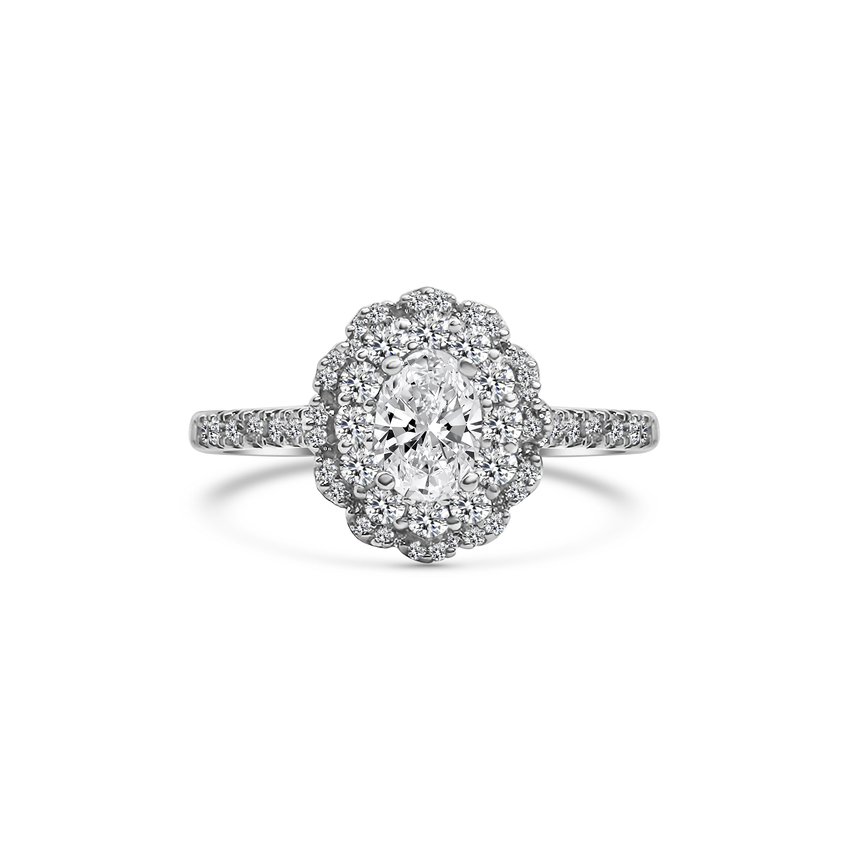 Platinum Oval Halo Diamond Engagement Ring