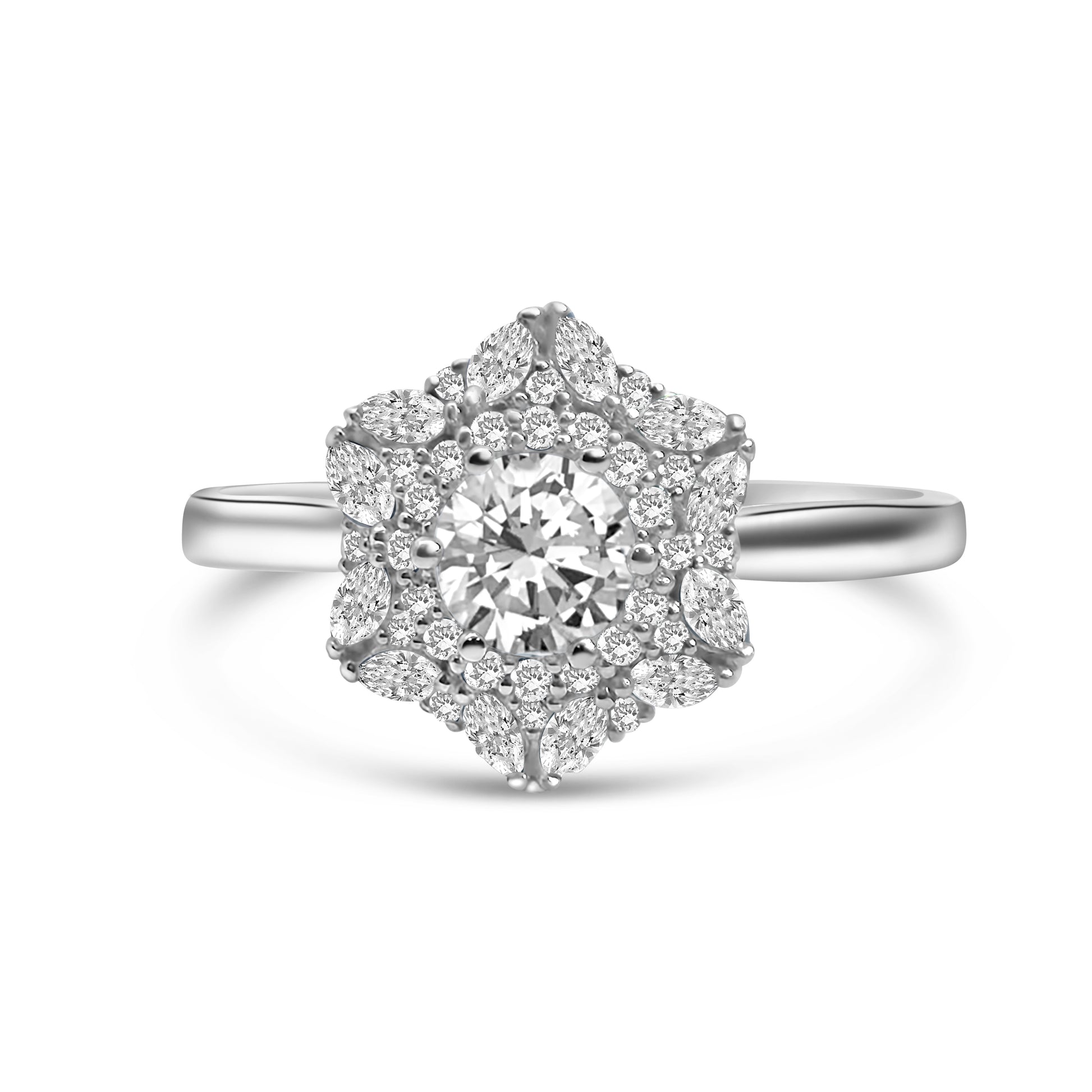 Platinum Diamond Fancy Halo Engagement Ring