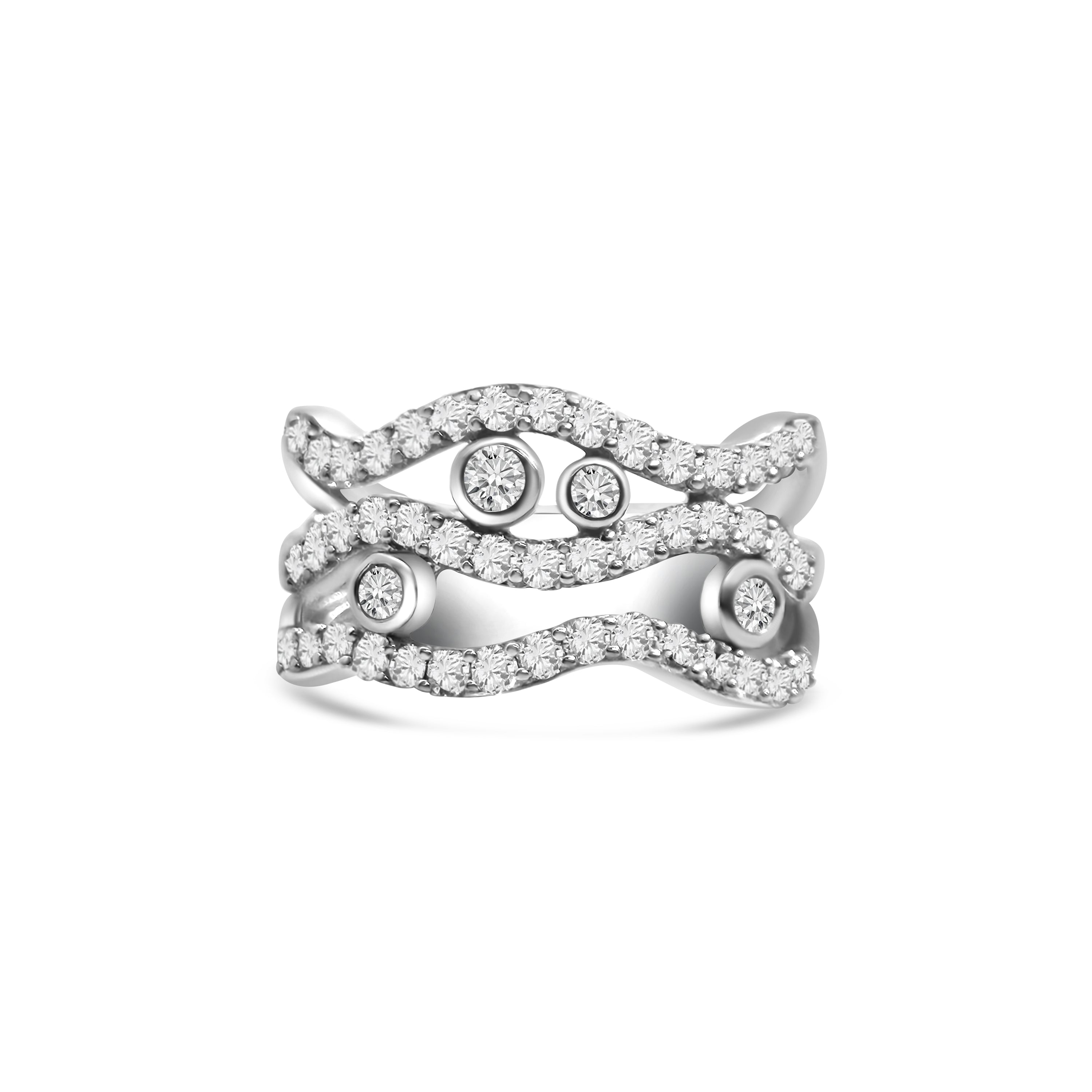 18kt Bubble Multi-Wave Diamond Dress Ring