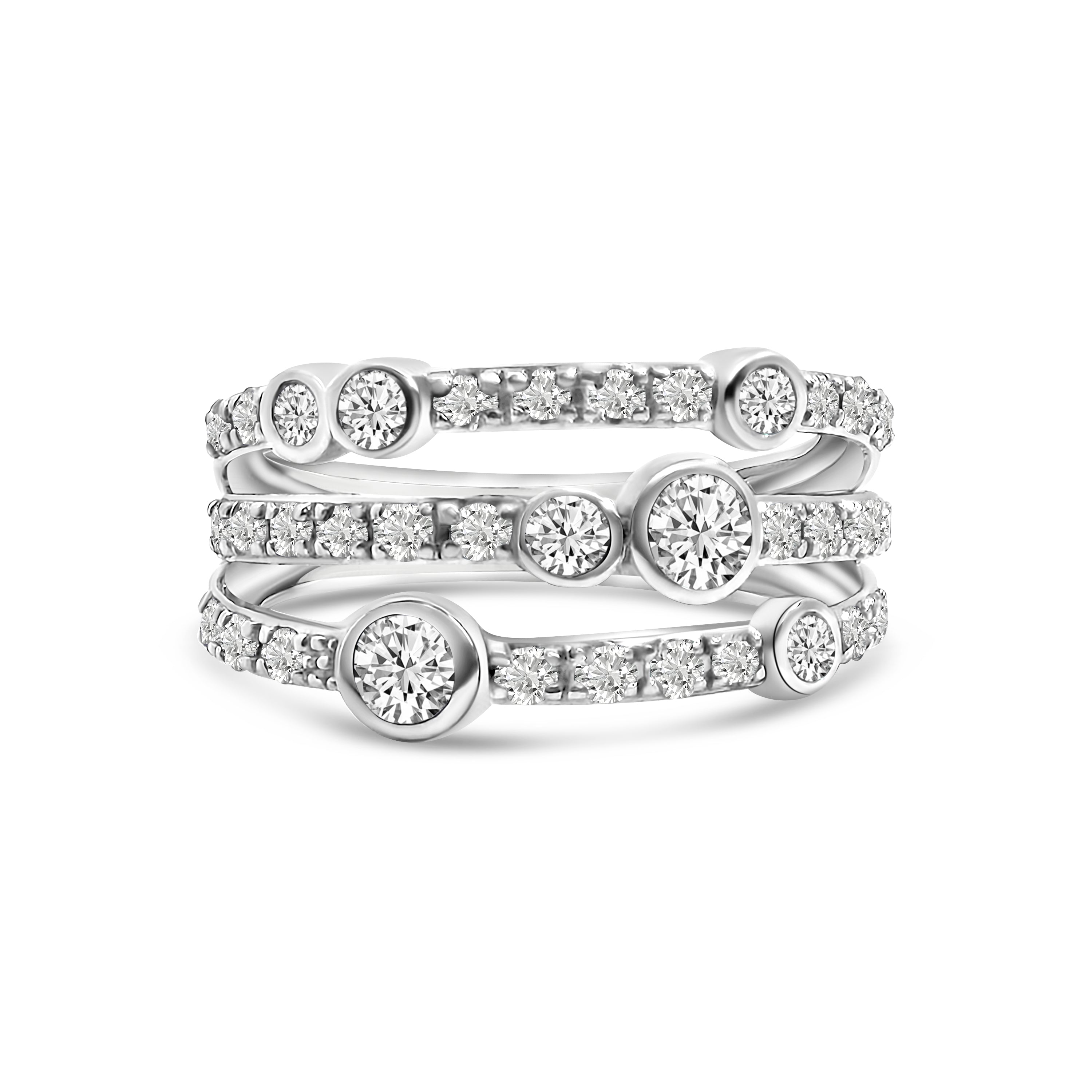 9kt Bubble 3 Row Diamond Dress Ring