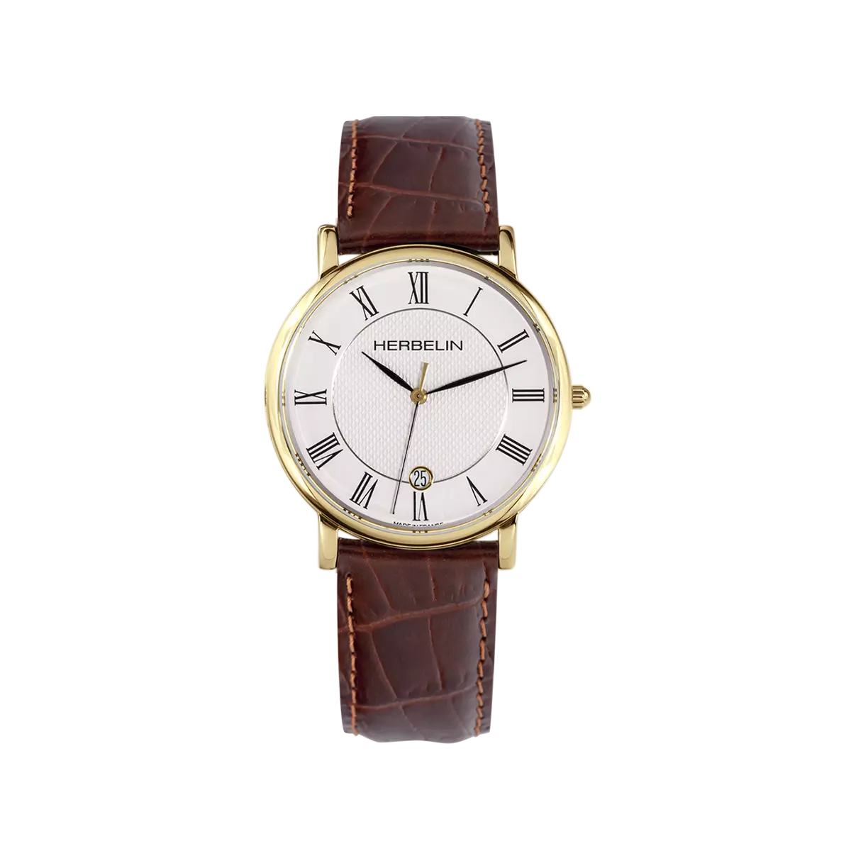 CLASSIQUE – QUARTZ – YELLOW GOLD PVD & BROWN LEATHER
