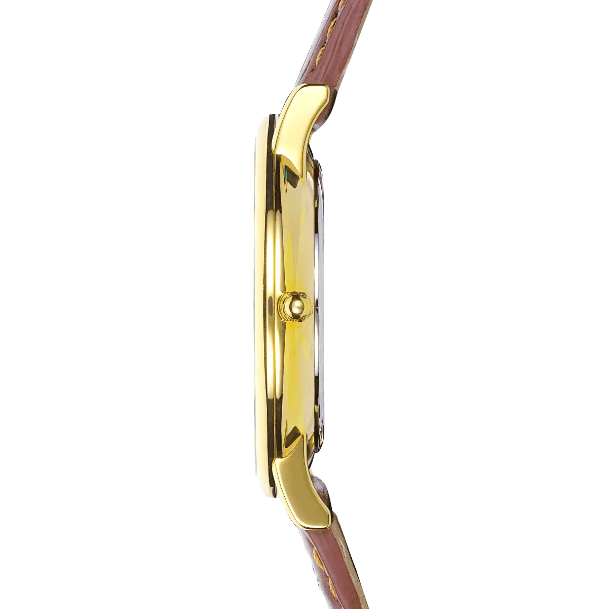 CLASSIQUE – QUARTZ – YELLOW GOLD PVD & BROWN LEATHER
