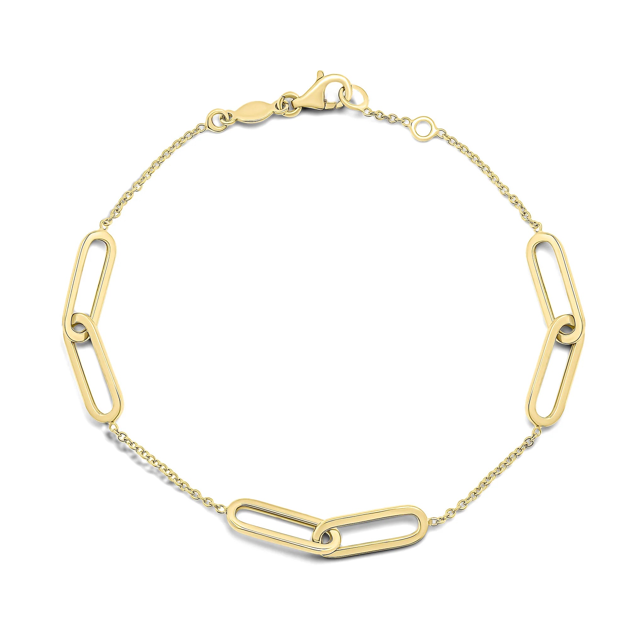 9kt Yellow Gold Double Oval & Chain Bracelet