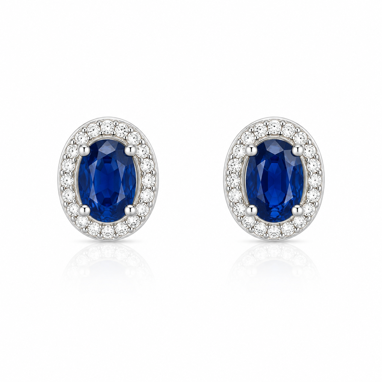 9kt Sapphire and Diamond Halo Stud Earrings