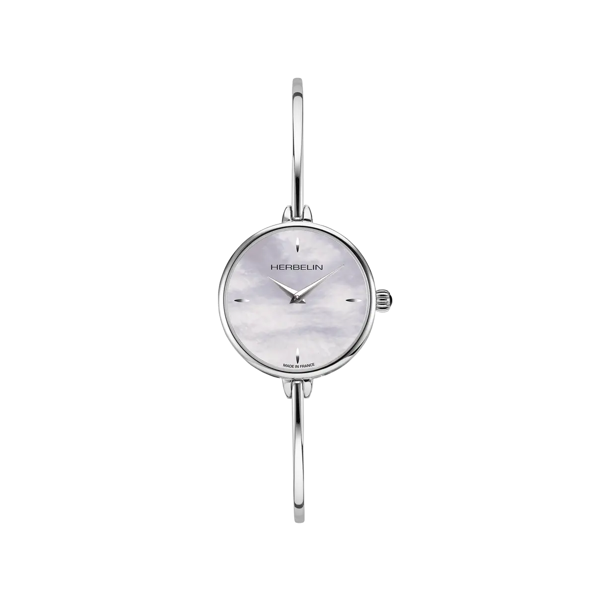 FIL – ROUND QUARTZ – STEEL & WHITE MOTHER-OF-PEARL