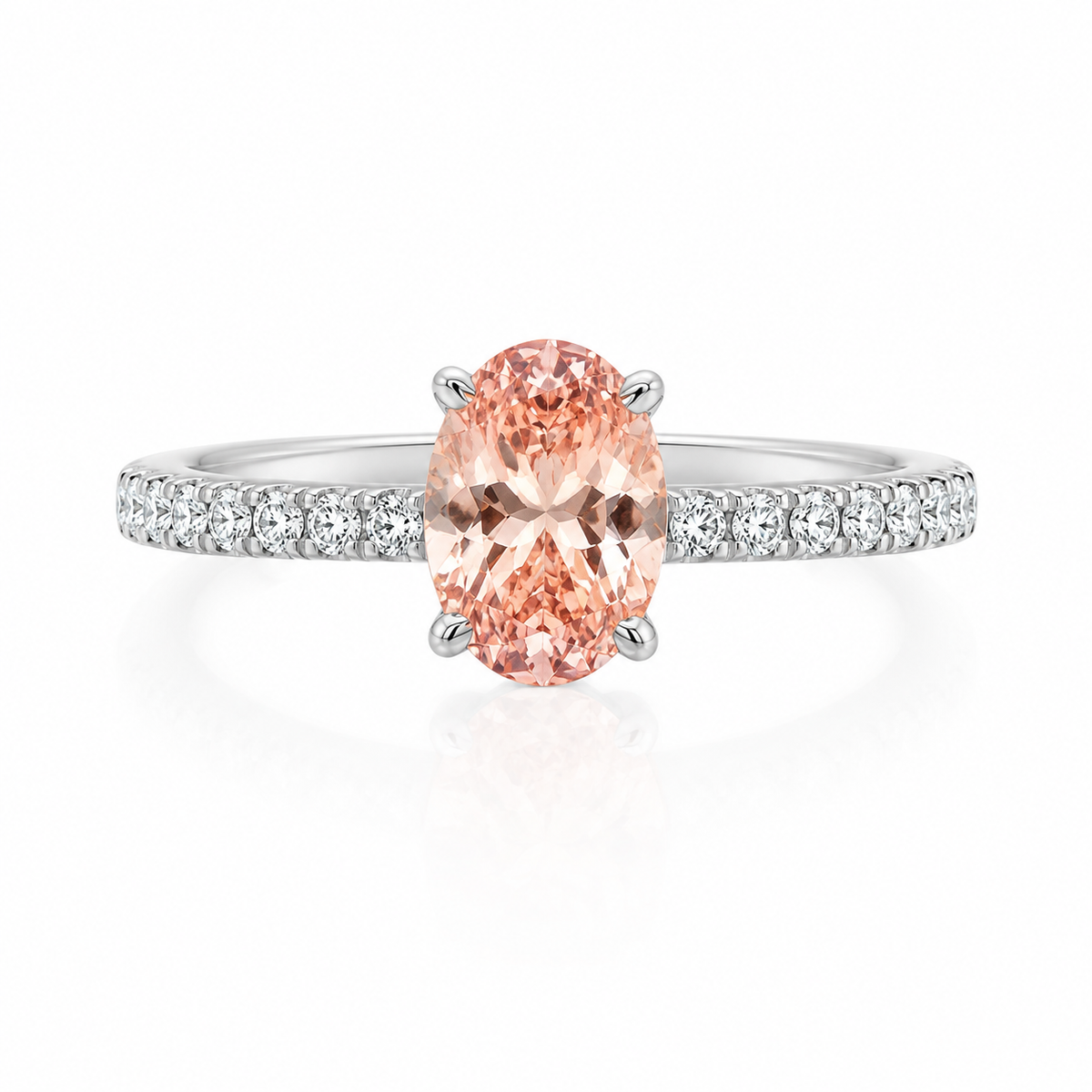 Platinum Pink Diamond Oval Dress Ring