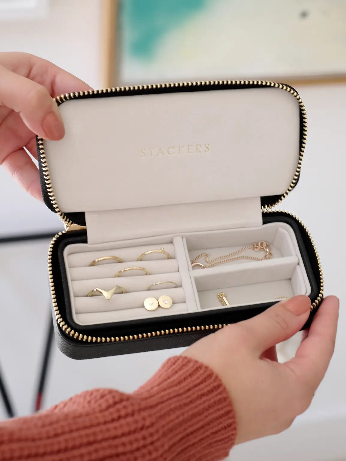 Stackers Zipped Travel Jewellery Box - Black image 1
