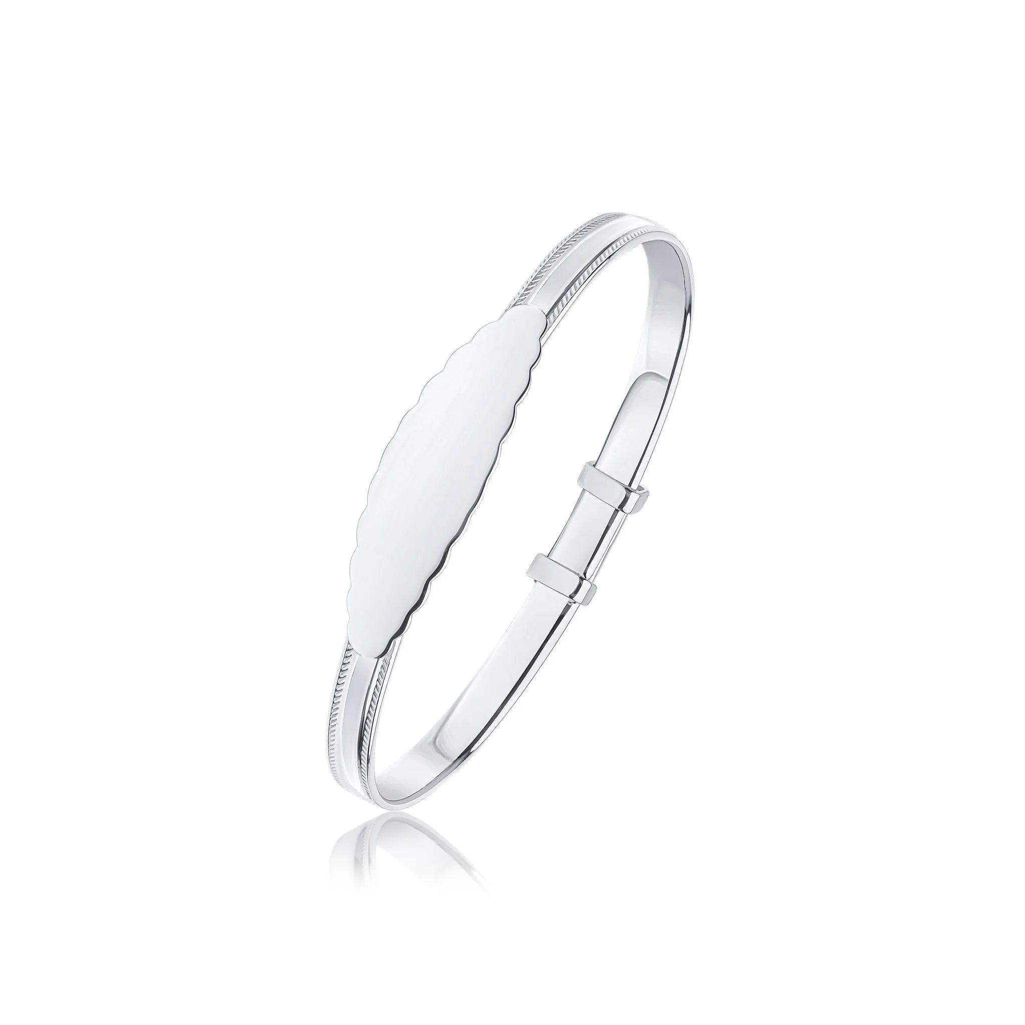 Beaded Edge Baby Bangle with ID Engraving Plate