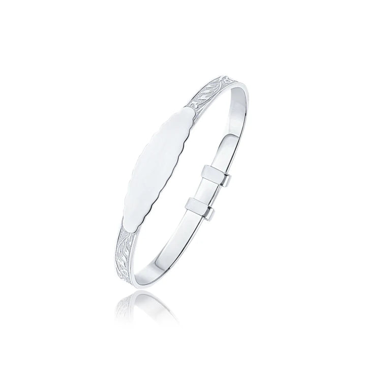 Floral Baby Bangle with ID Engraving Plate
