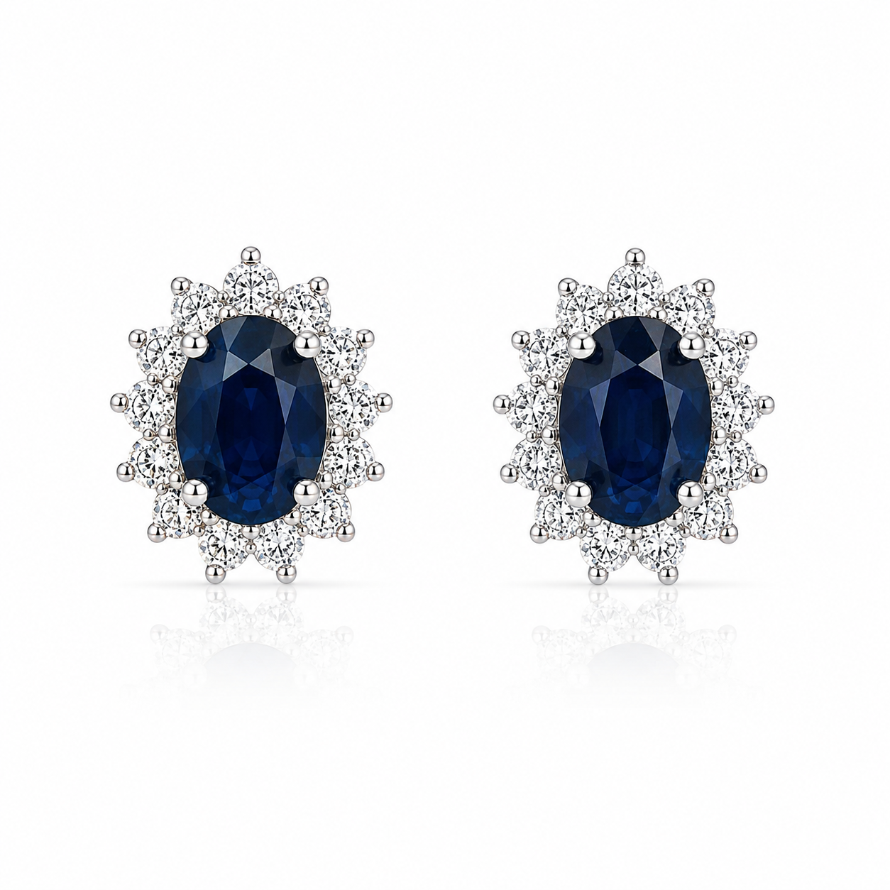 18kt Sapphire and Diamond Cluster Stud Earrings