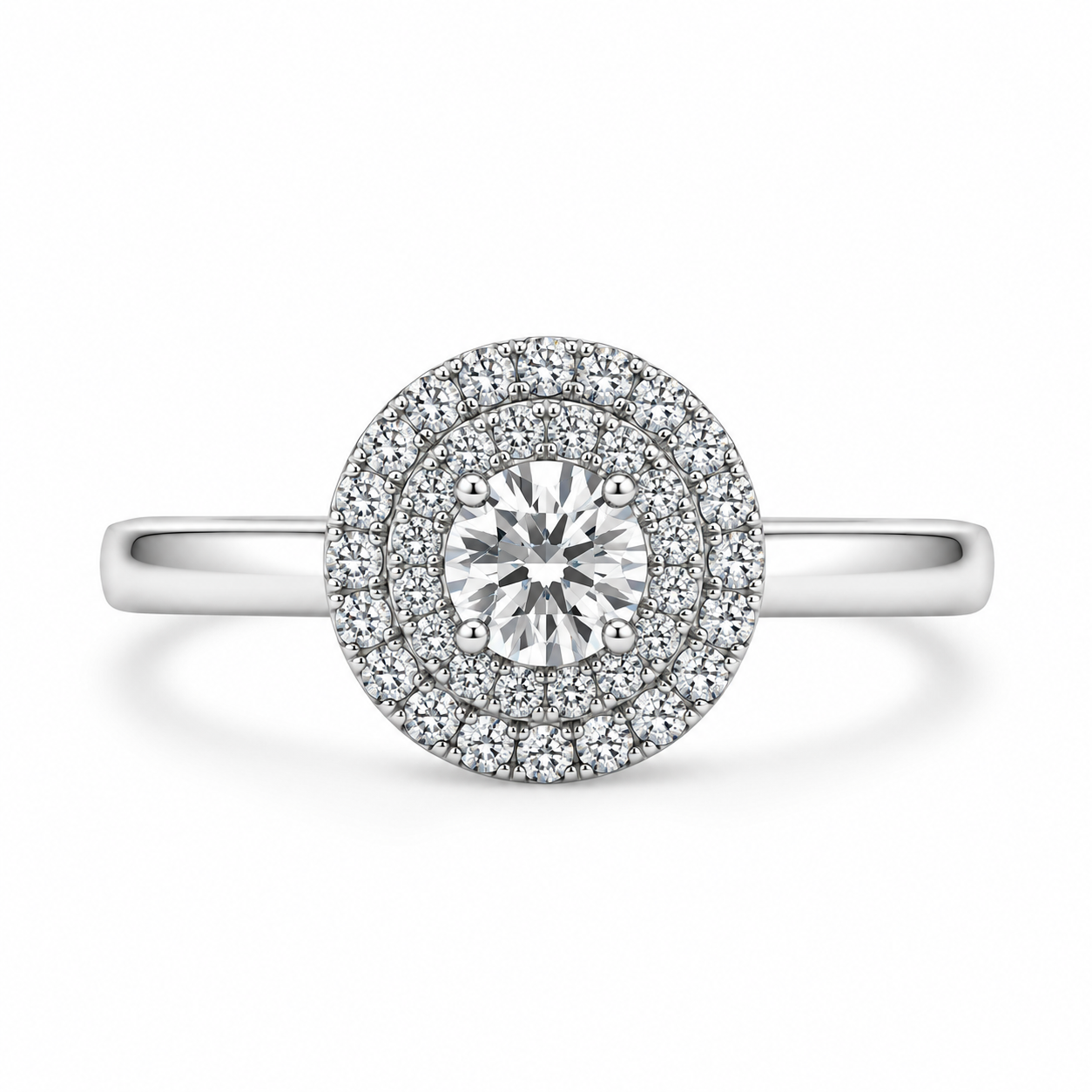 9kt Double Halo Diamond Engagement Ring