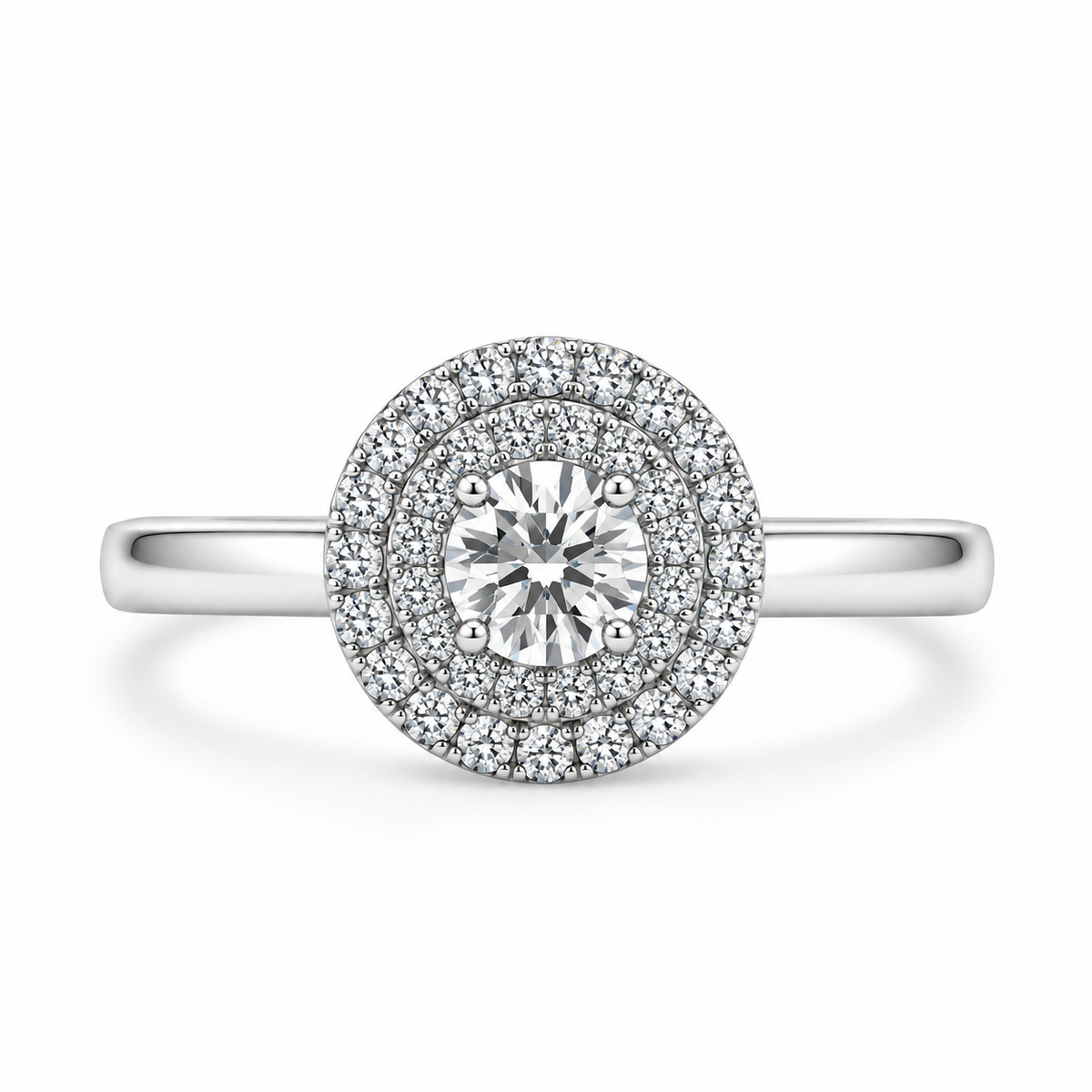9kt Double Halo Diamond Engagement Ring