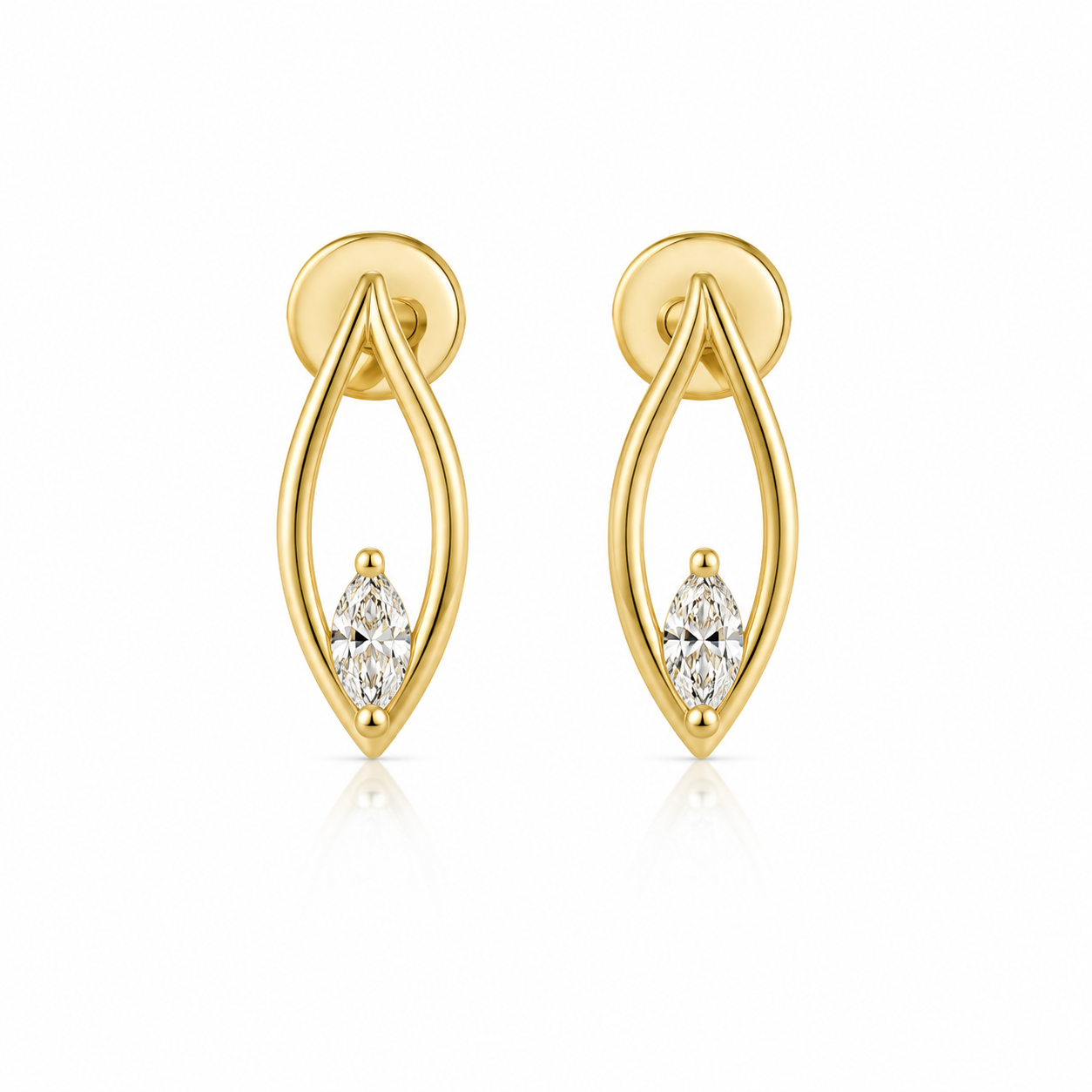 9kt Marquise Drop Lab Grown Earrings