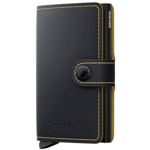 Secrid Matt Black Yellow Stitch Wallet image 0