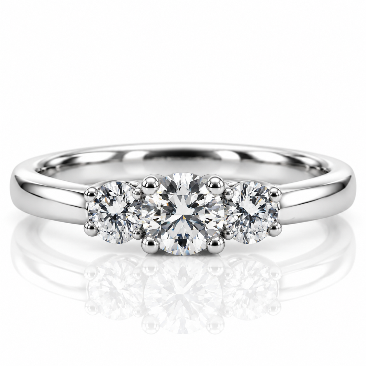 Platinum Brilliant Cut Three Stone Diamond Engagement Ring