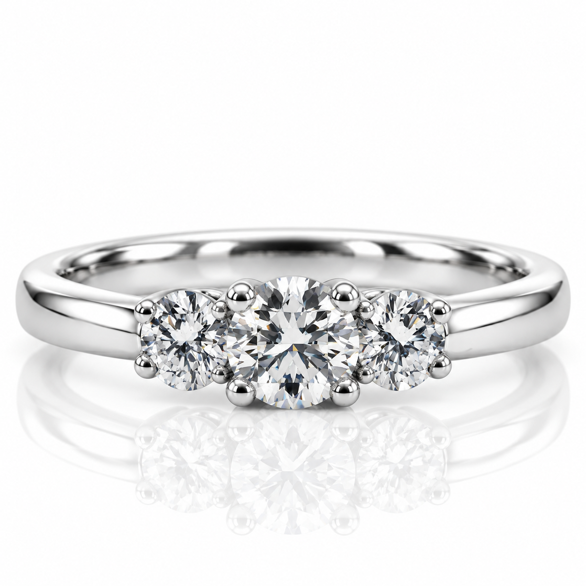 Platinum Brilliant Cut Three Stone Diamond Engagement Ring