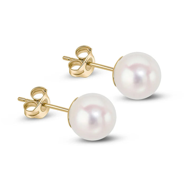 18kt Yellow Gold Akoya Pearl Stud Earrings
