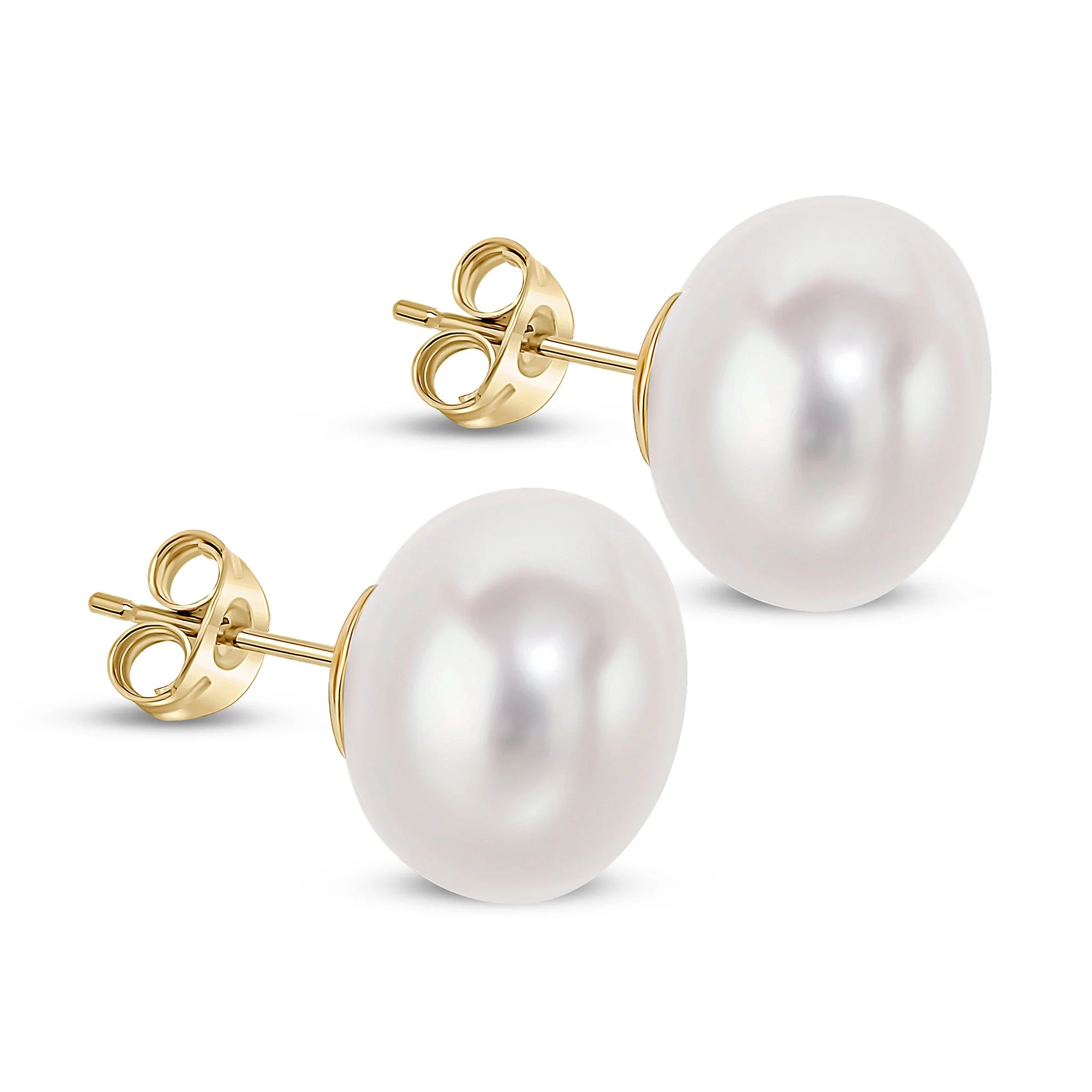 9kt Yellow Gold Freshwater Button Pearl Stud Earrings