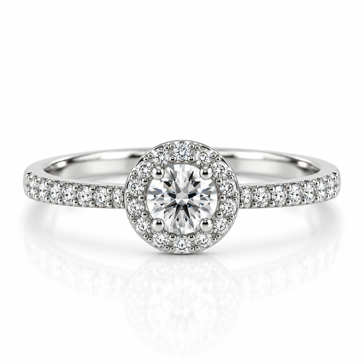 Platinum Halo Style Diamond Engagement Ring