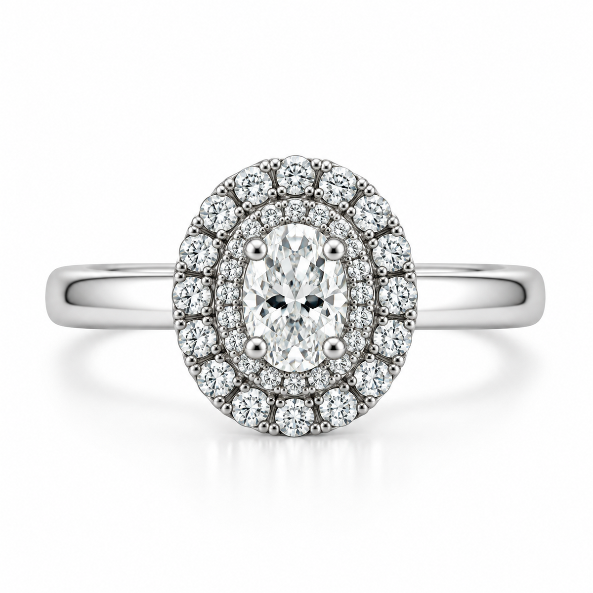 Platinum Oval Halo Diamond Engagement Ring