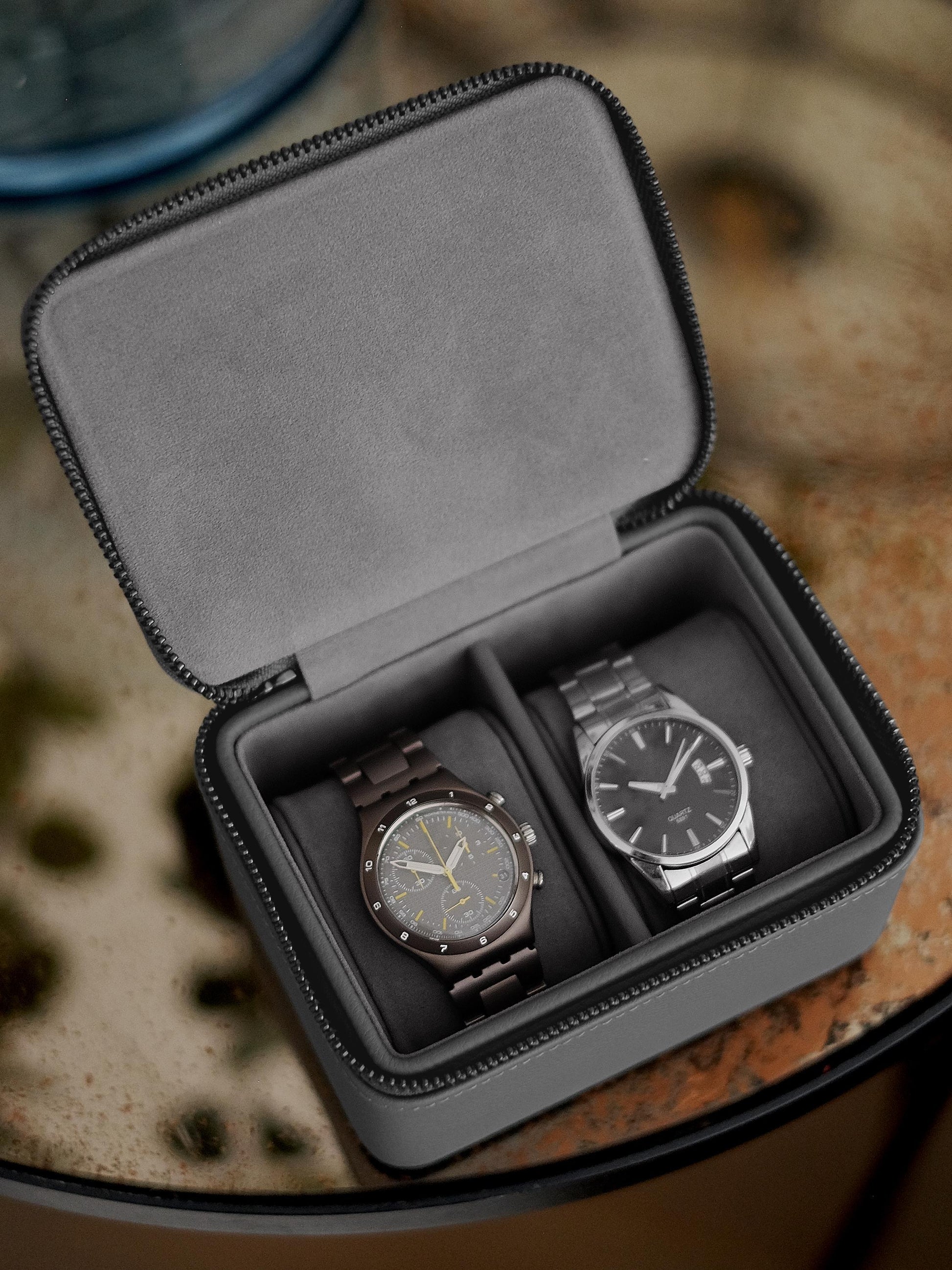 Stackers Zipped Travel Watch Box - Slate Grey image 1