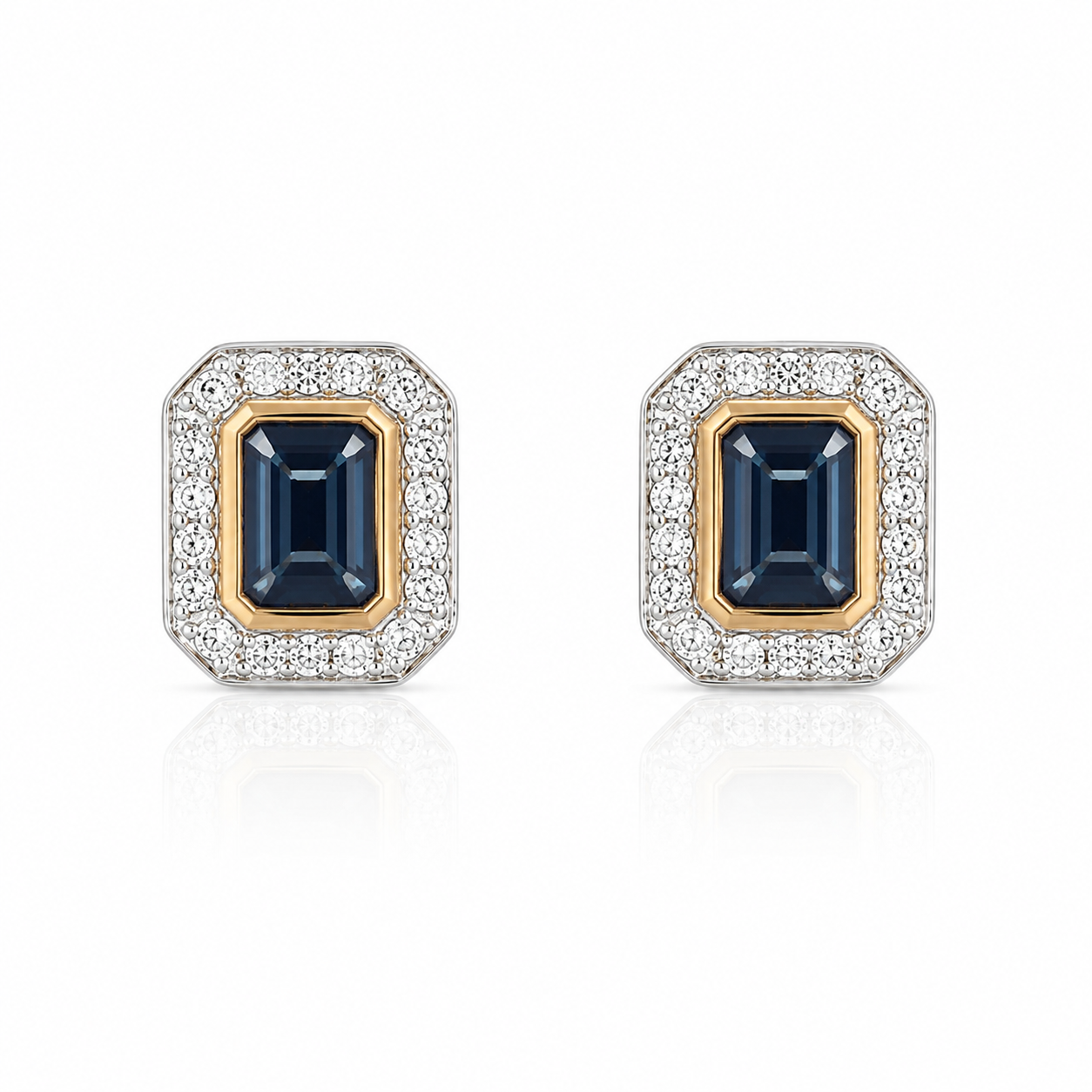 9kt Sapphire and Diamond Stud Earrings